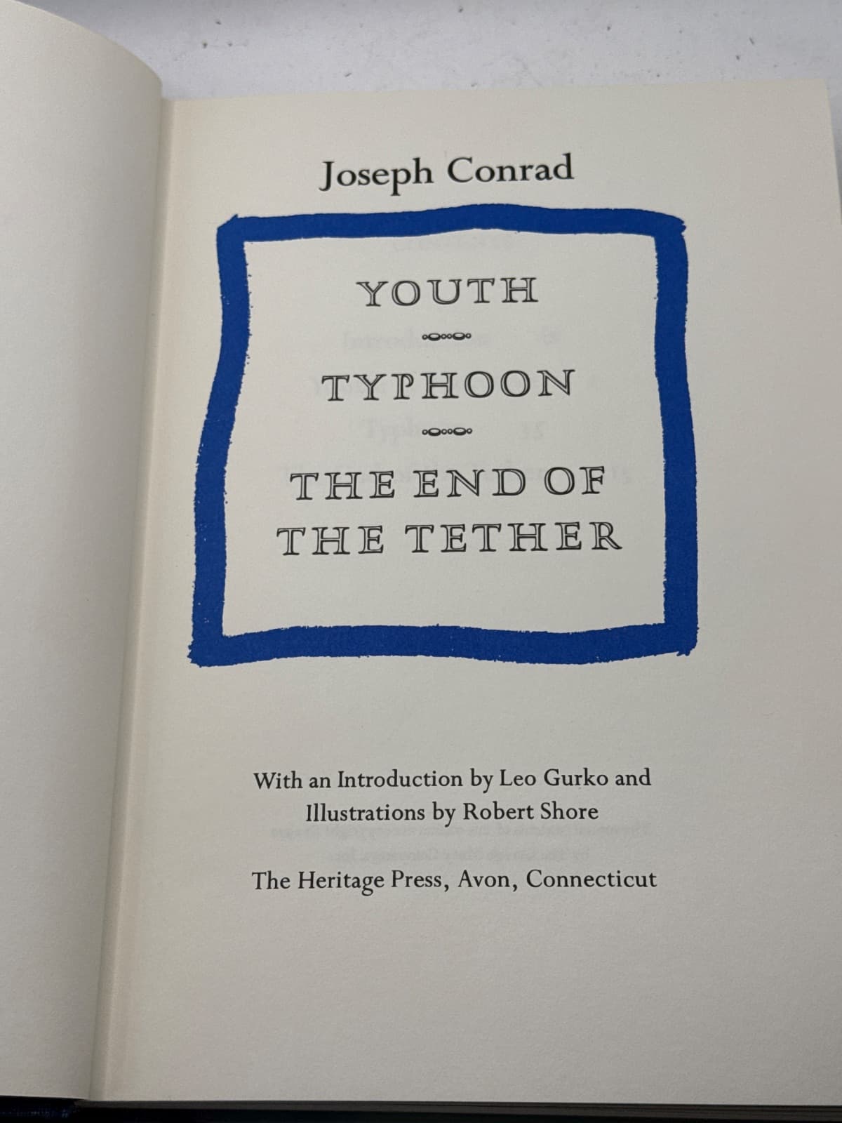 Youth, Typhoon, The End of the Tether by Joseph Conrad - title page