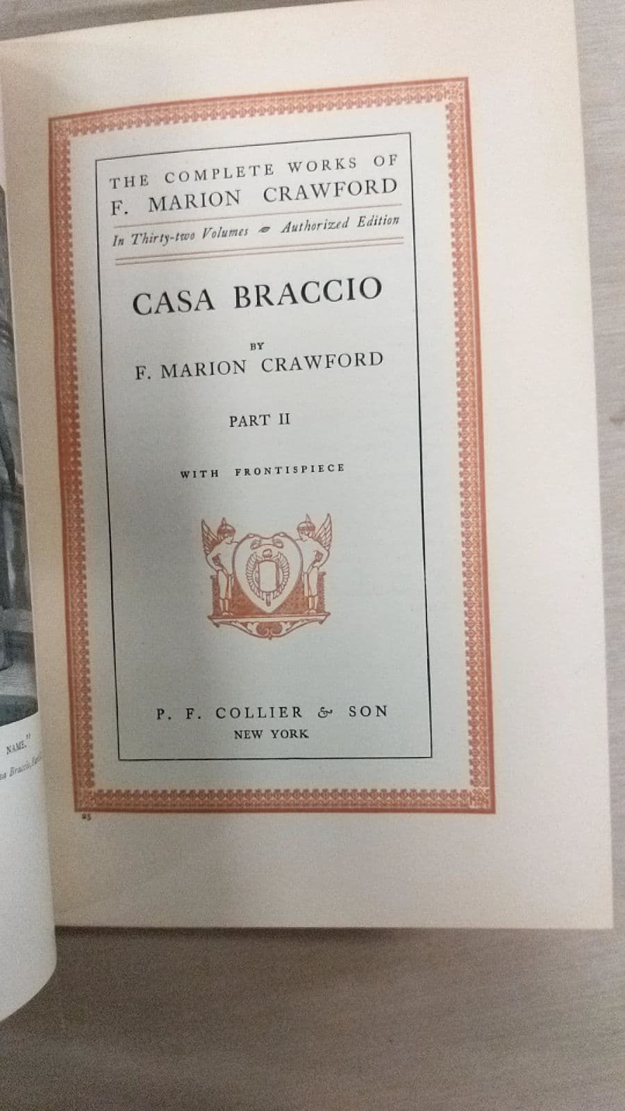 Casa Braccio, Part II by F. Marion Crawford - title page
