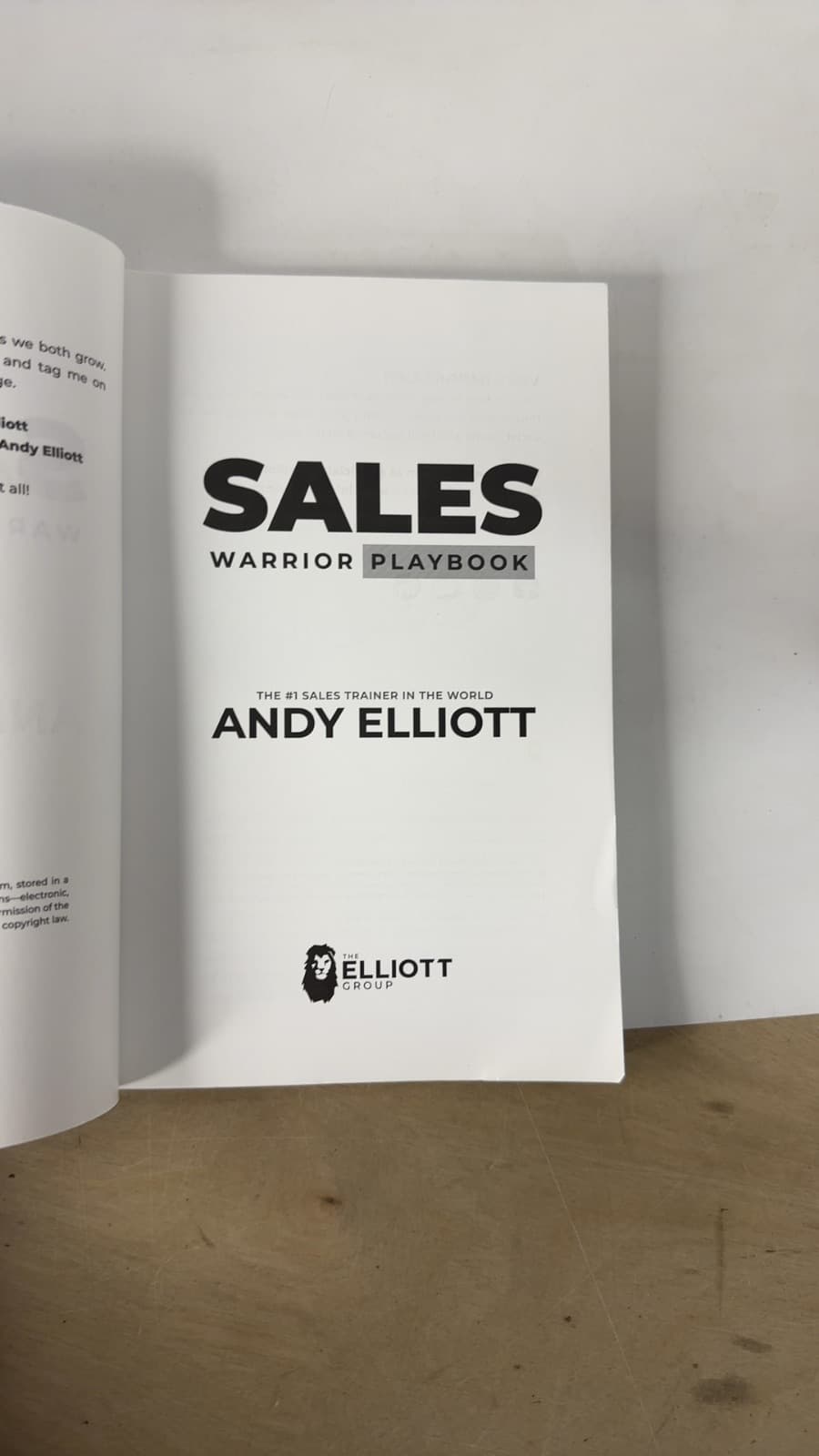 Sales Warrior Playbook by Andy Elliott - title page