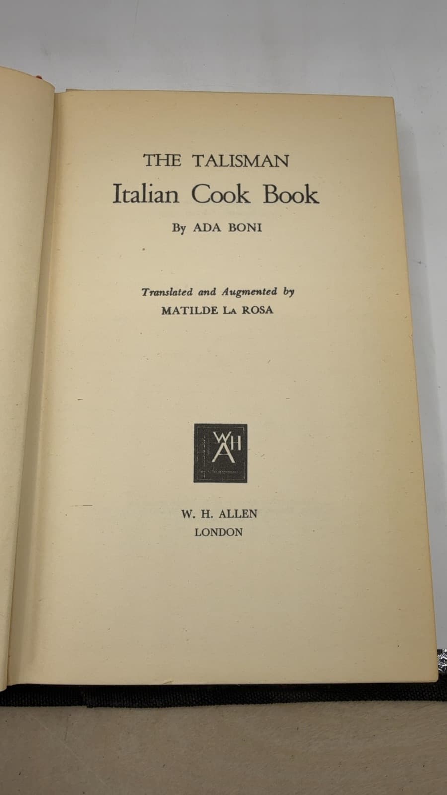The Talisman Italian Cook Book by Ada Boni - title page