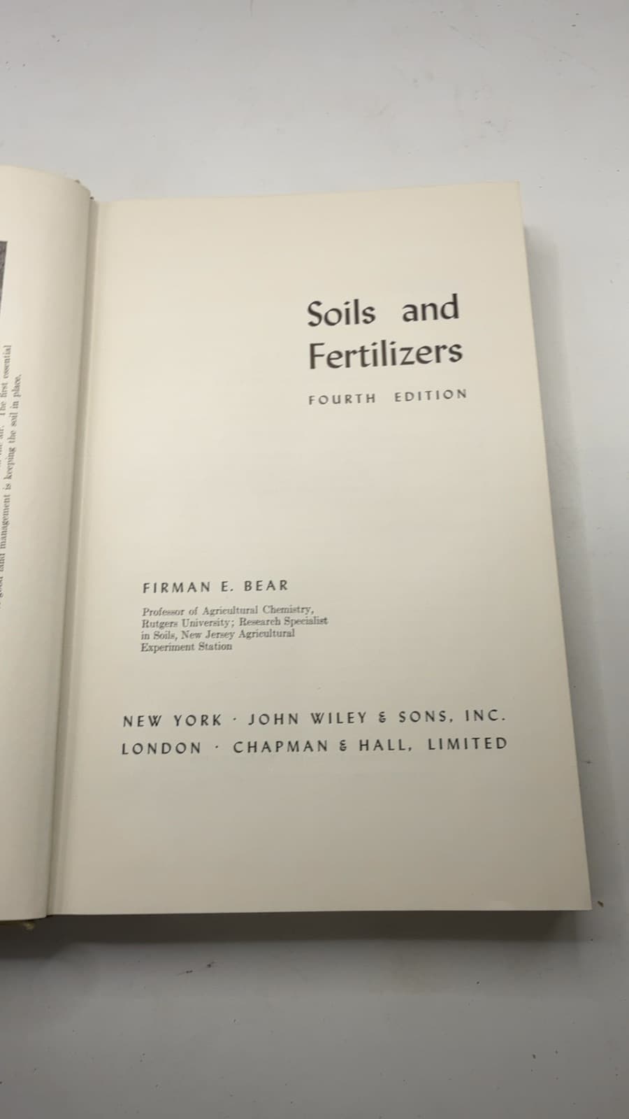 Soils and Fertilizers by Firman E. Bear - title page