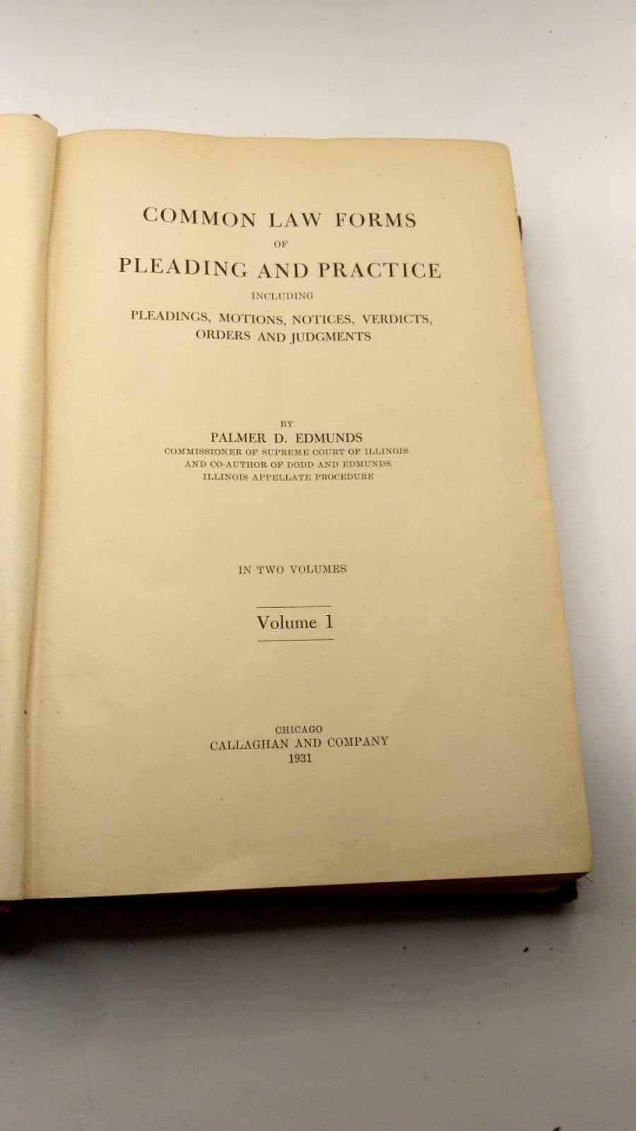 Common Law Forms of Pleading and Practice by Palmer D. Edmunds - title page