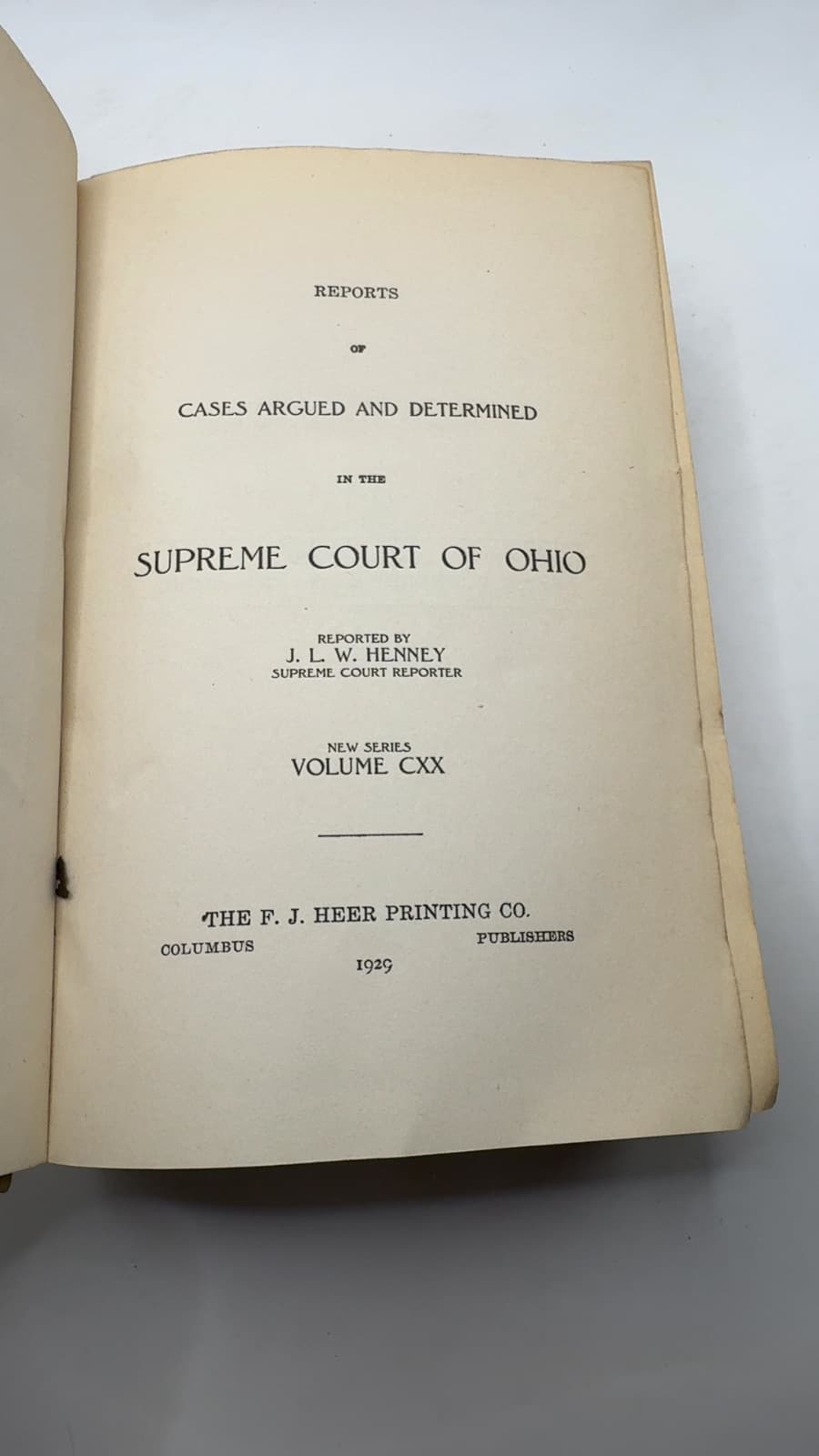 Reports of Cases Argued and Determined in the Supreme Court of Ohio by J. L. W. Henney - title page