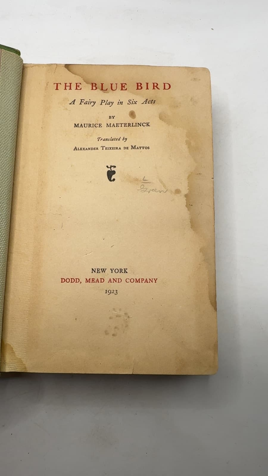 The Blue Bird by Maurice Maeterlinck - title page