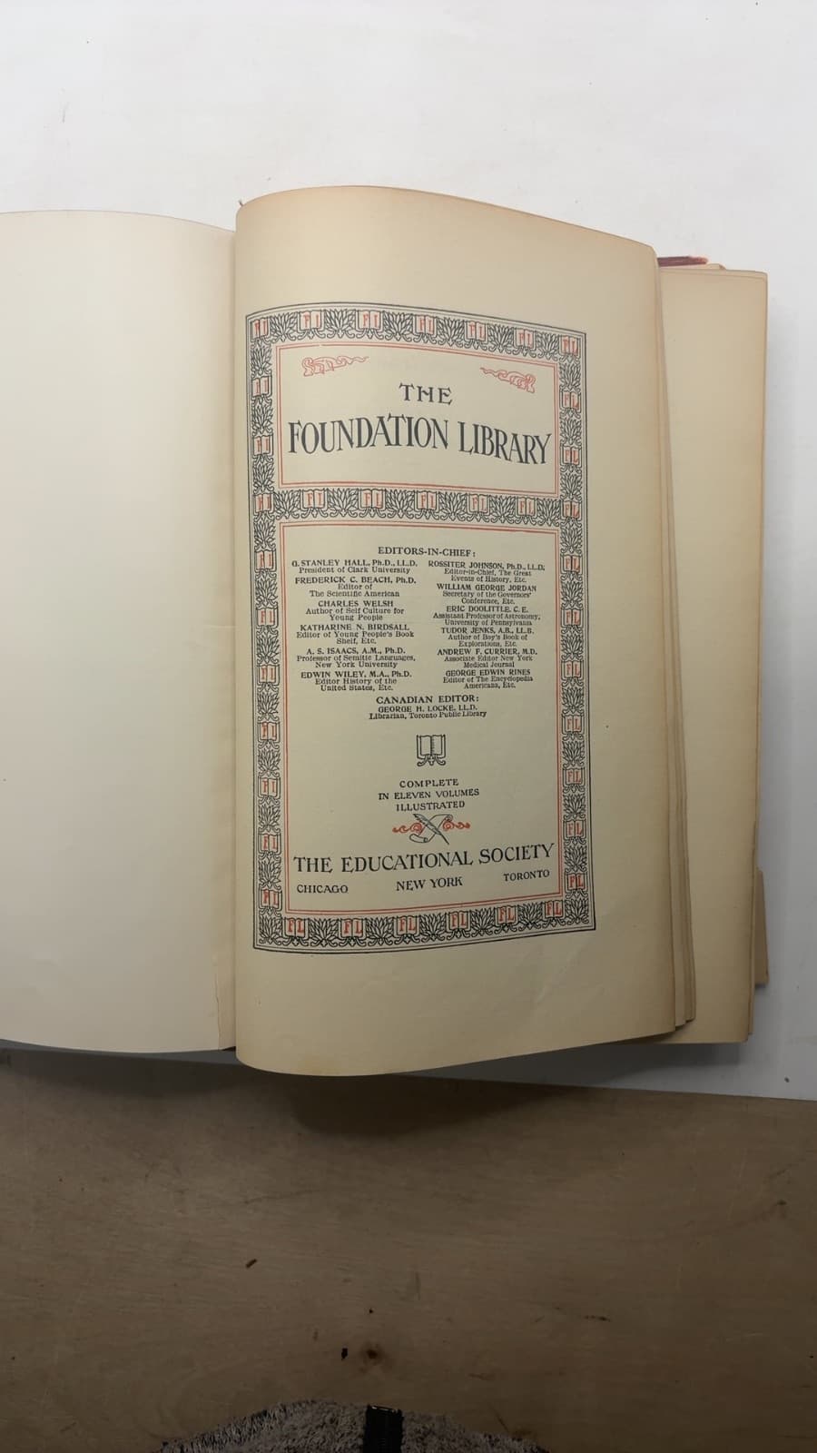 The Foundation Library by G. Stanley Hall, Frederick E. Bolton, Charles Welsh, Katharine N. Birdsall, J. A. Isaacs, Edwin Wiley, Rossiter Johnson, Eugene C. Foster, William George Jordan, Eric Doolittle, Andrew C. McLaughlin, George Edwin Rines - title page