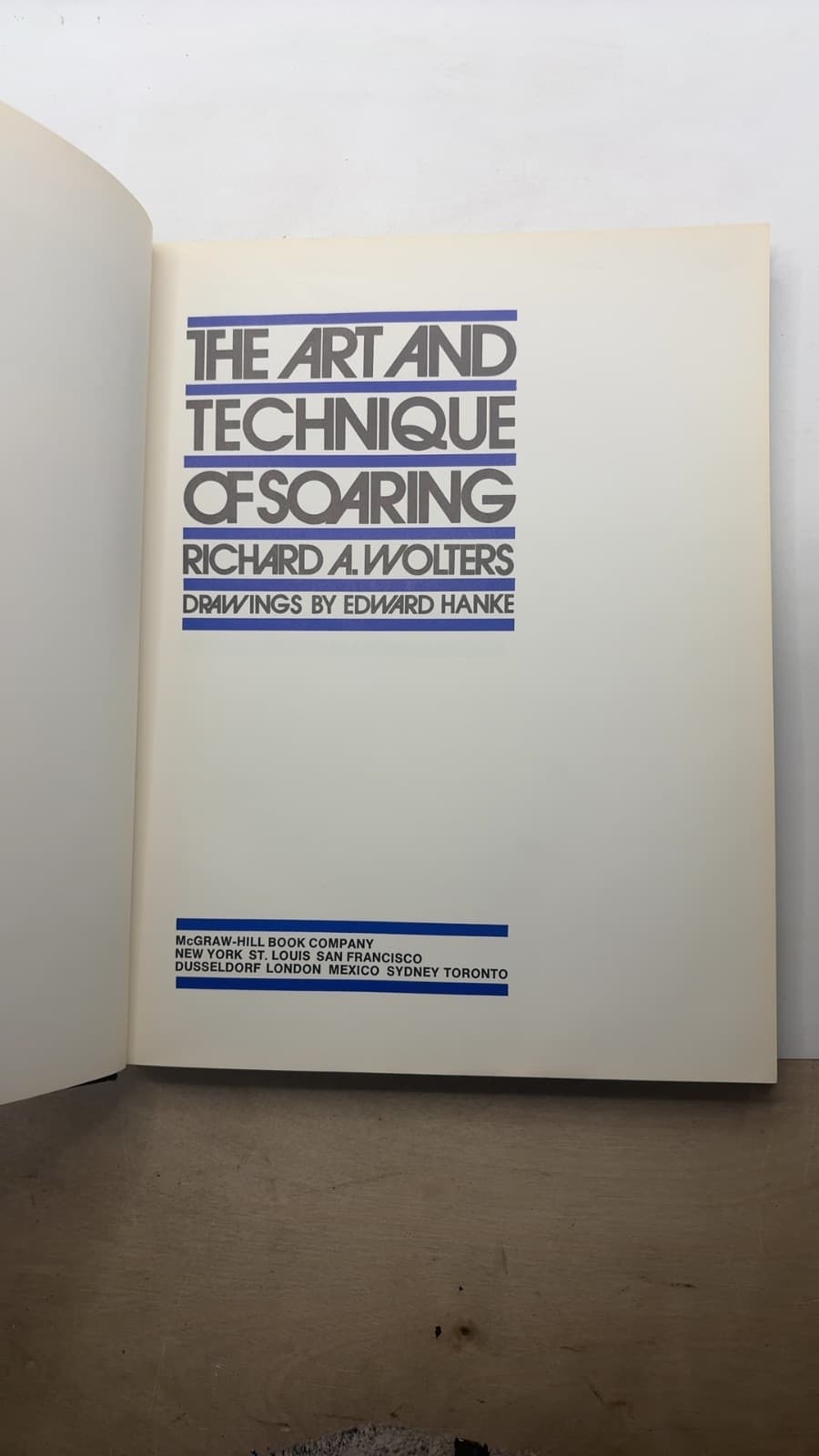 The Art and Technique of Soaring by Richard A. Wolters - title page