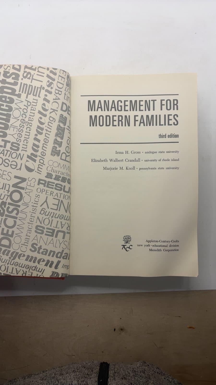 Management for Modern Families by Irma H. Gross, Elizabeth Walbert Crandall, Marjorie M. Knoll - title page