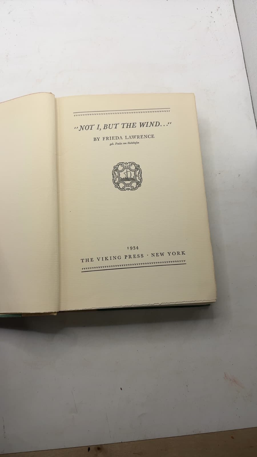Not I, But the Wind... by Frieda Lawrence - title page