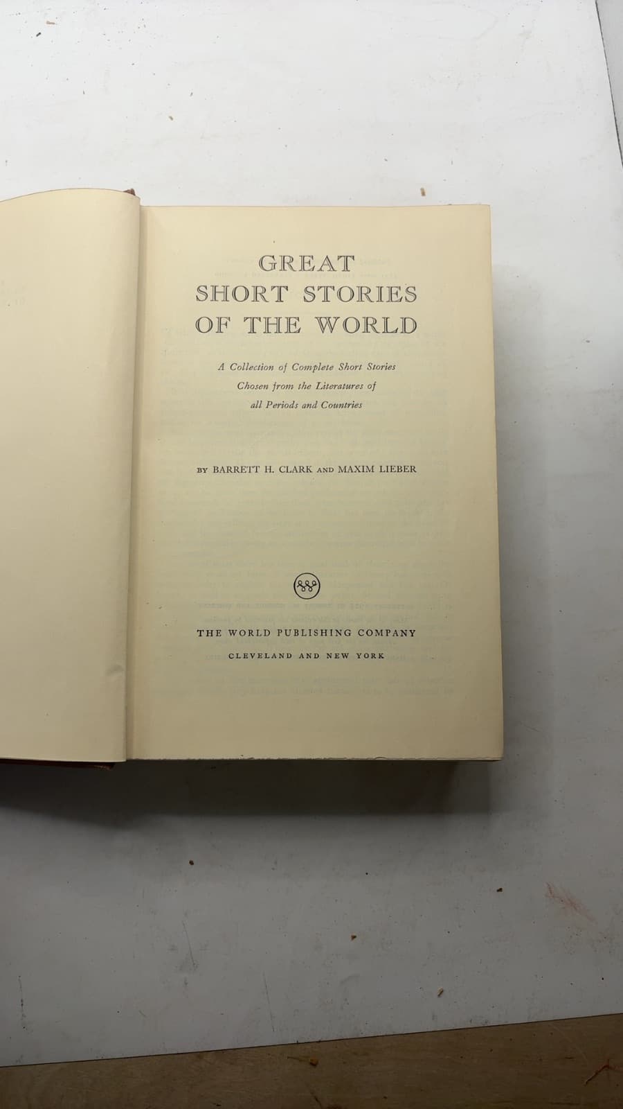 Great Short Stories of the World by Barrett H. Clark and Maxim Lieber - title page