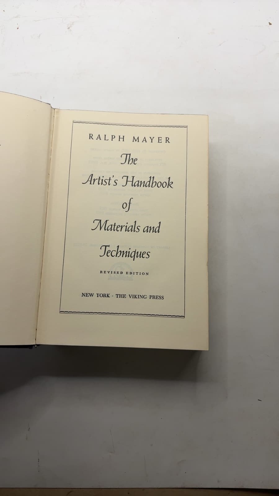 The Artist's Handbook of Materials and Techniques by Ralph Mayer - title page