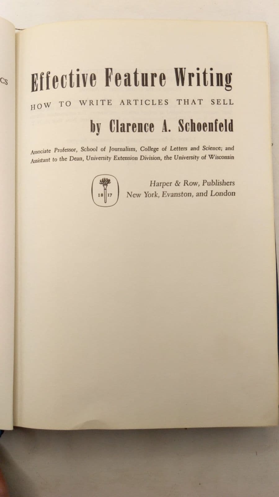 Effective Feature Writing by Clarence A. Schoenfeld - title page
