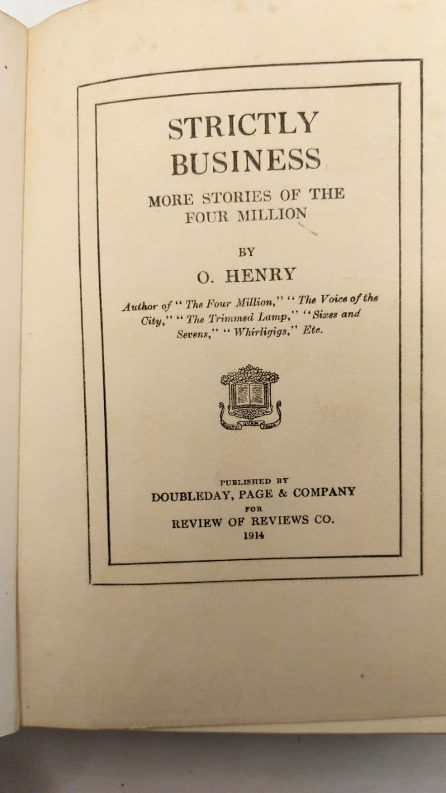 Strictly Business by O. Henry - title page