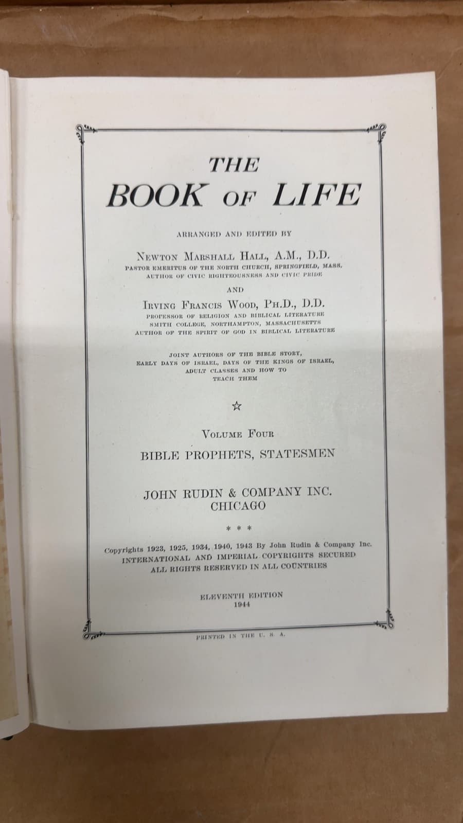 The Book of Life by Newton Marshall Hall, A.M., D.D. and Irving Francis Wood, Ph.D., D.D. - title page