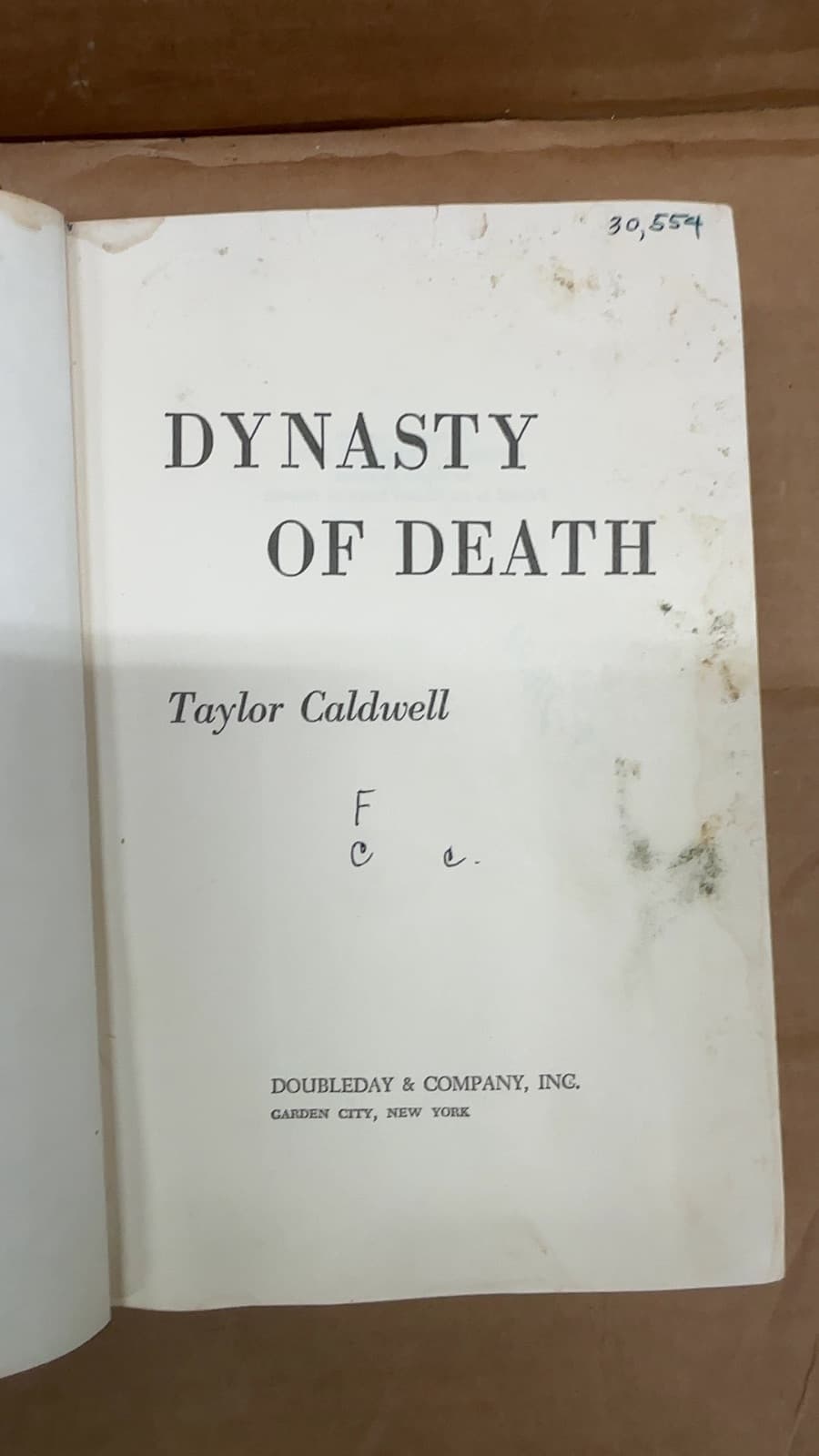 Dynasty OF Death by Taylor Caldwell - title page