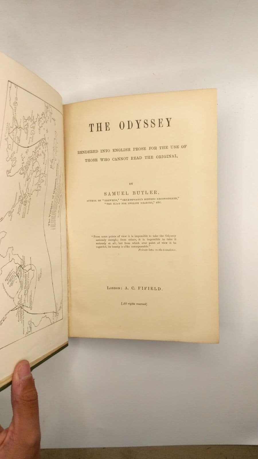 The Odyssey Rendered into English Prose by Samuel Butler - title page