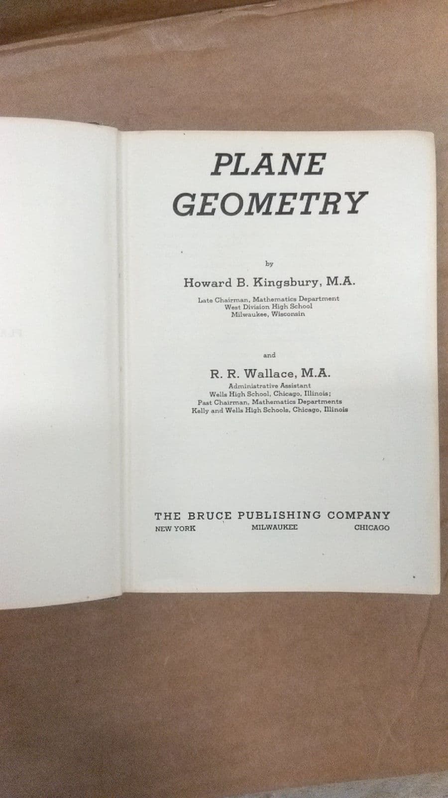 Plane Geometry by Howard B. Kingsbury, R. R. Wallace - title page