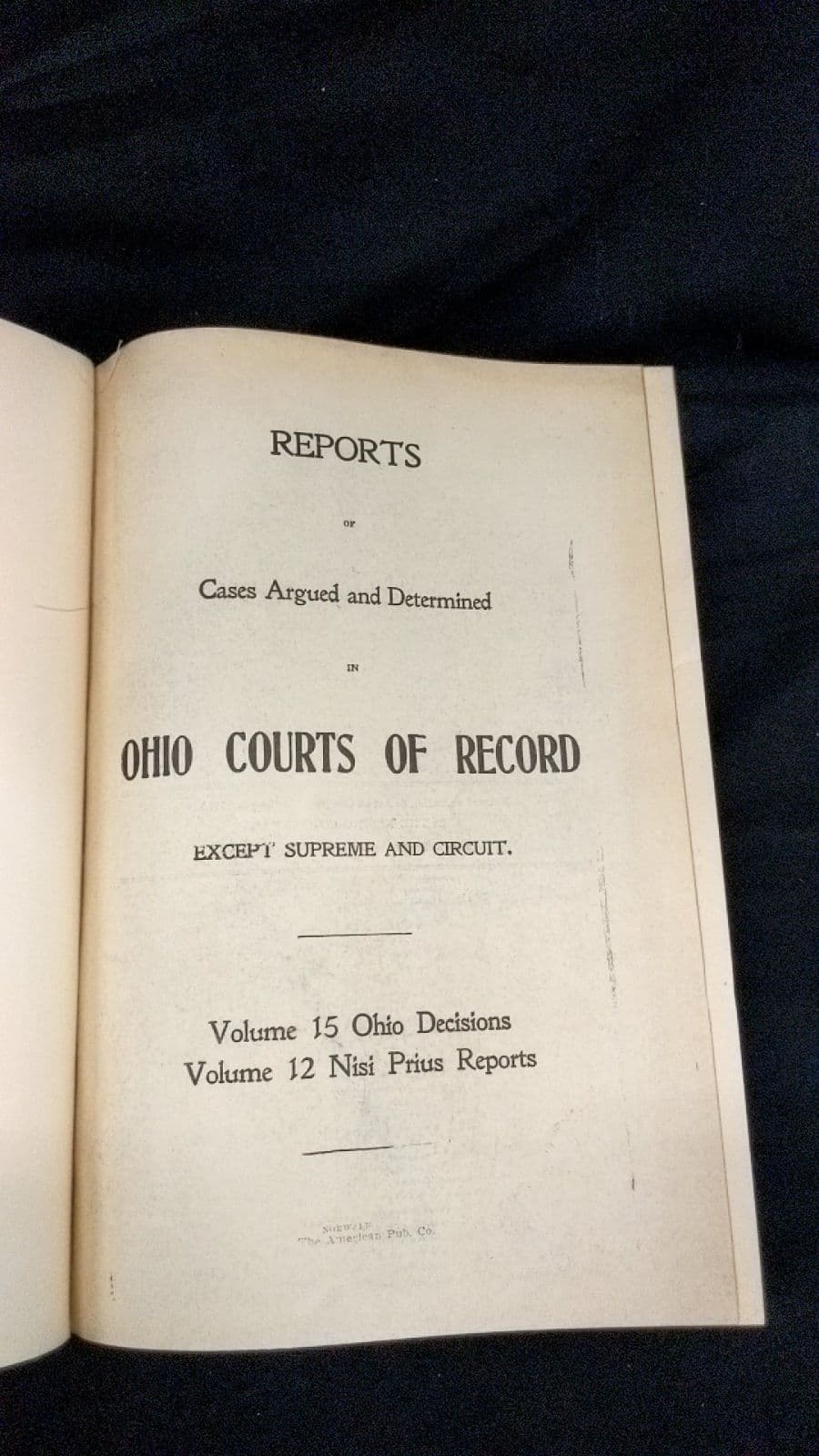 Reports of Cases Argued and Determined in Ohio Courts of Record Vol. 15 - title page