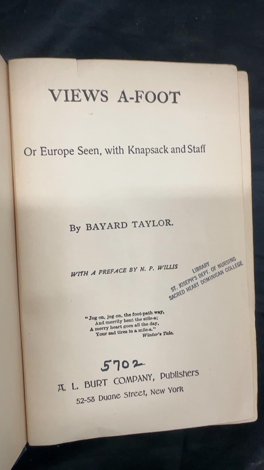 Views A-Foot by Bayard Taylor - title page