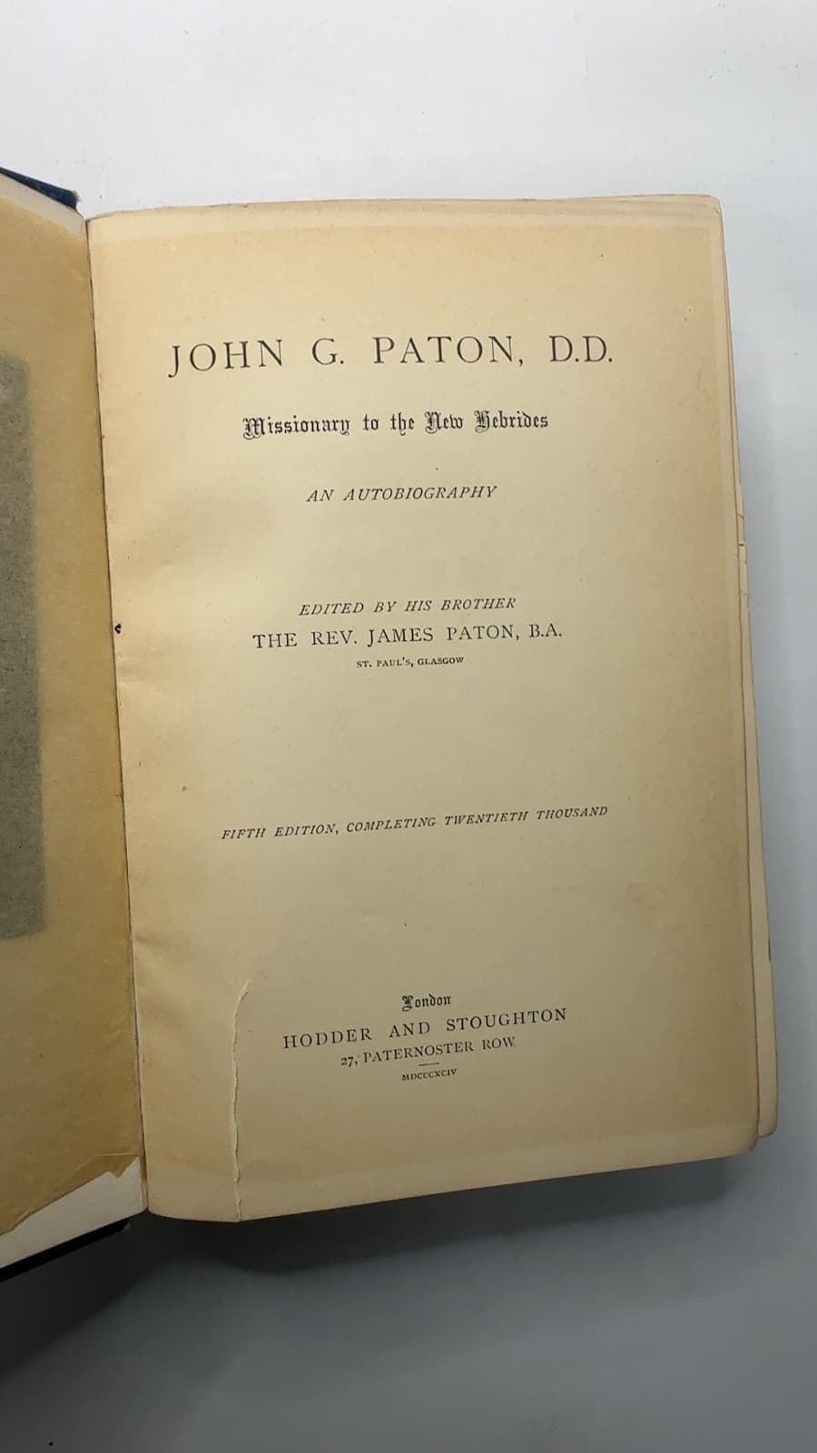 John G. Paton, D.D. Missionary to the New Hebrides by John G. Paton - title page
