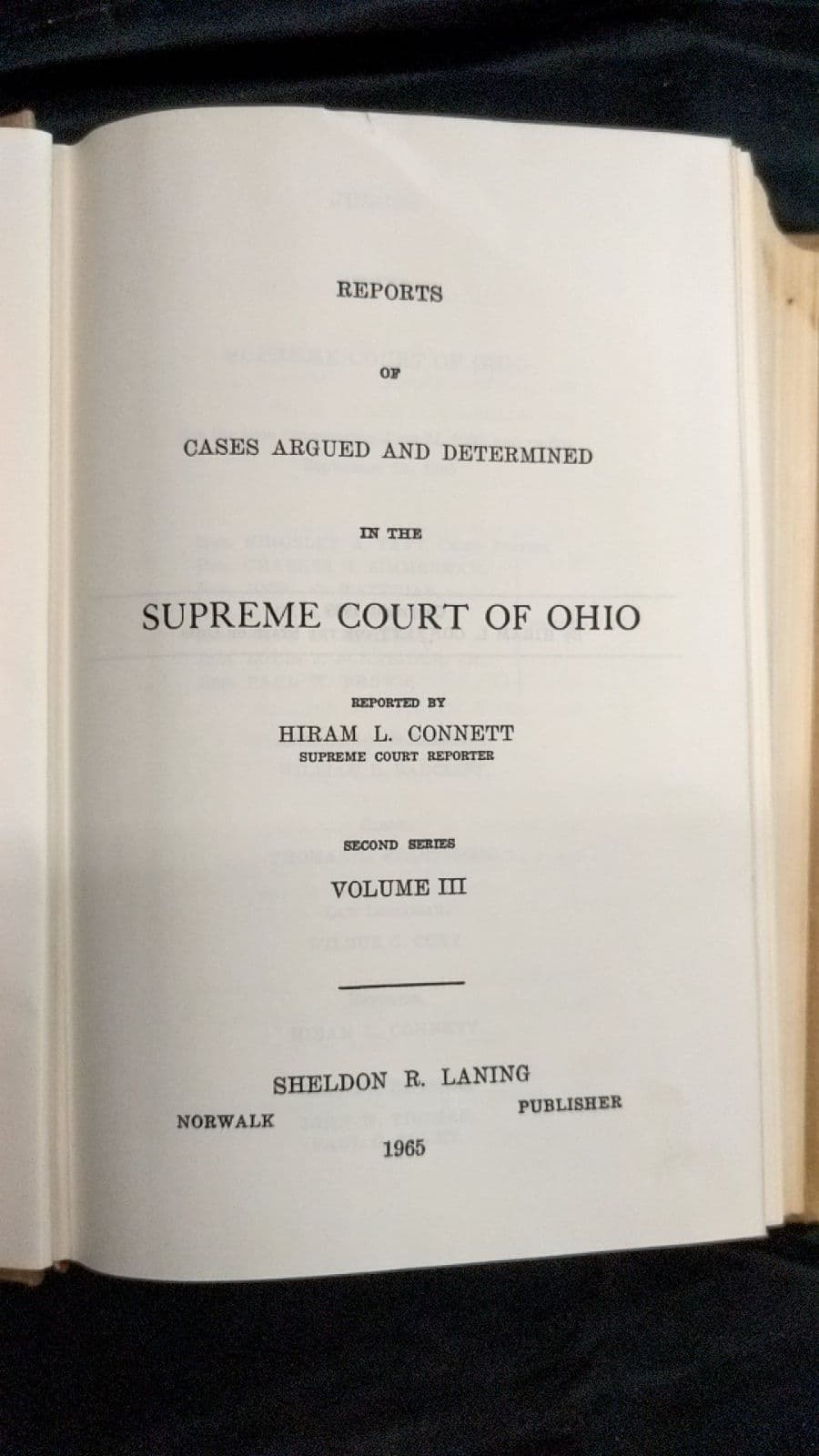 Reports of Cases Argued and Determined... Vol. 3 by Hiram L. Connett - title page