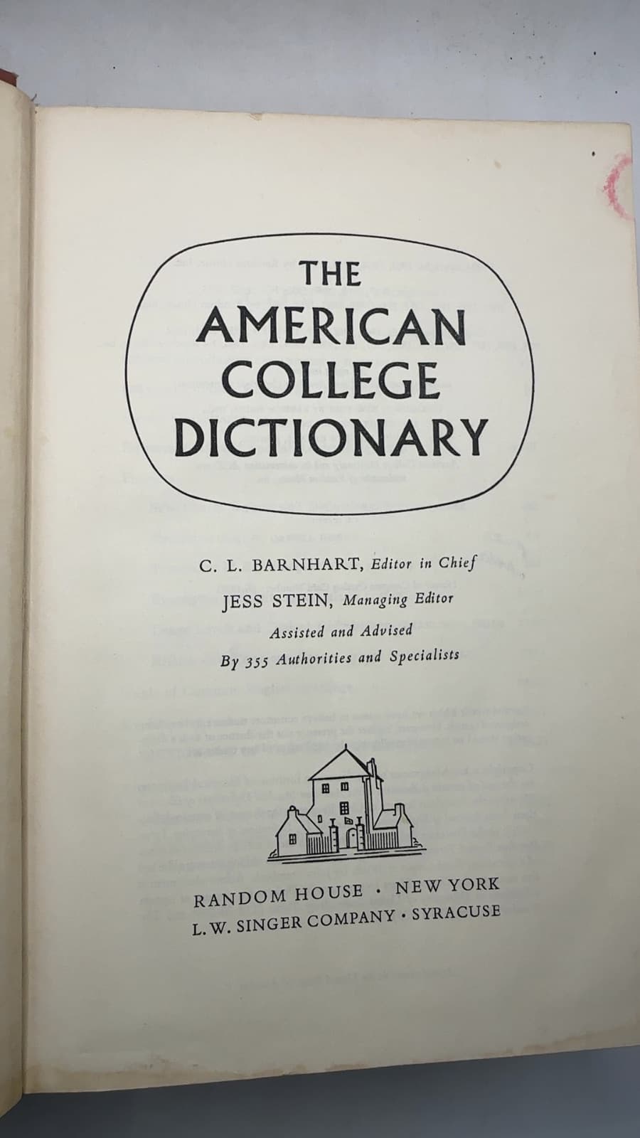 The American College Dictionary by C. L. Barnhart, Jess Stein - title page