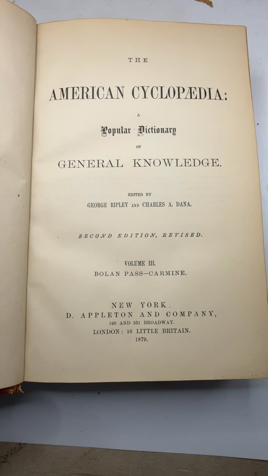 The American Cyclopaedia: A Popular Dictionary of General Knowledge by Edited by George Ripley and Charles A. Dana - title page