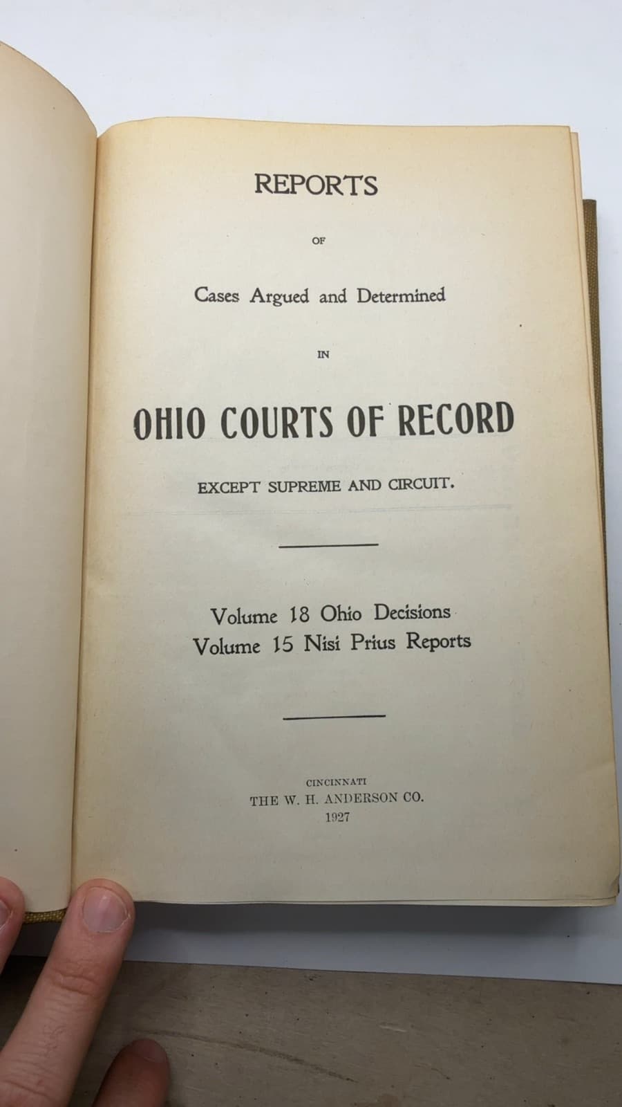 Reports of Cases Argued and Determined in Ohio Courts of Record V.18 - title page