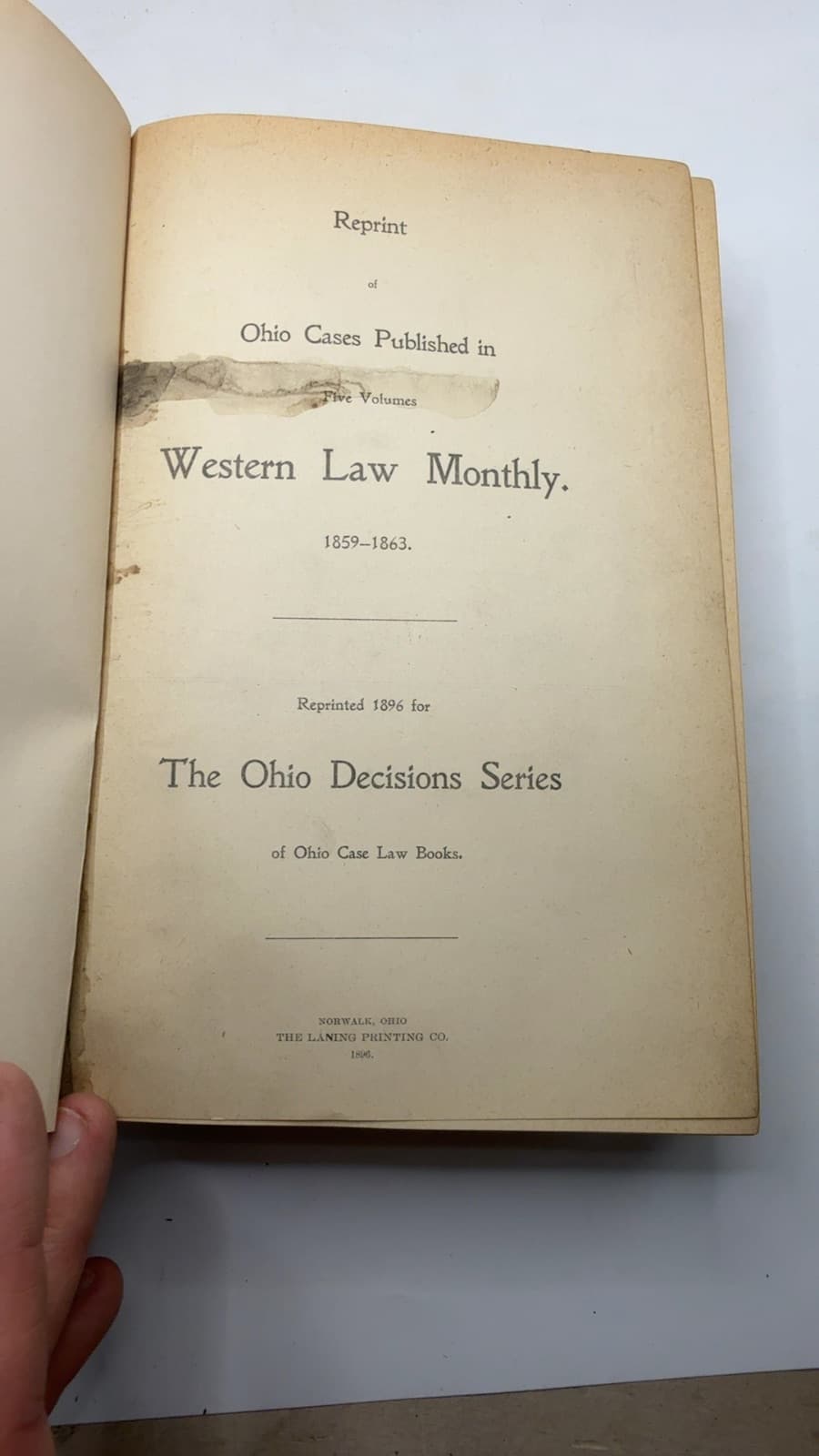 Ohio Decisions Reprints V. 1-5 - title page