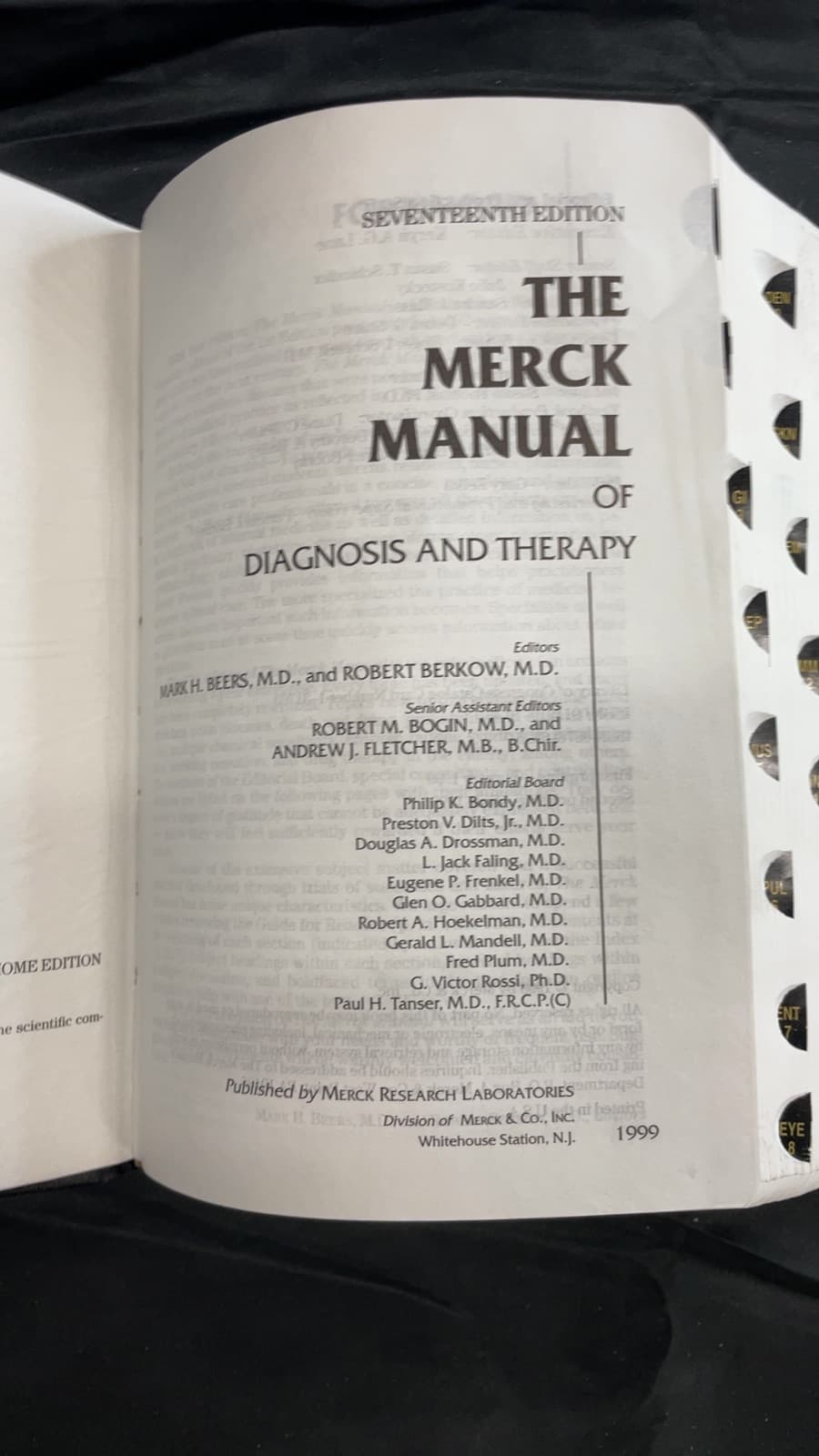 The Merck Manual by Mark H. Beers, M.D., and Robert Berkow, M.D. - title page