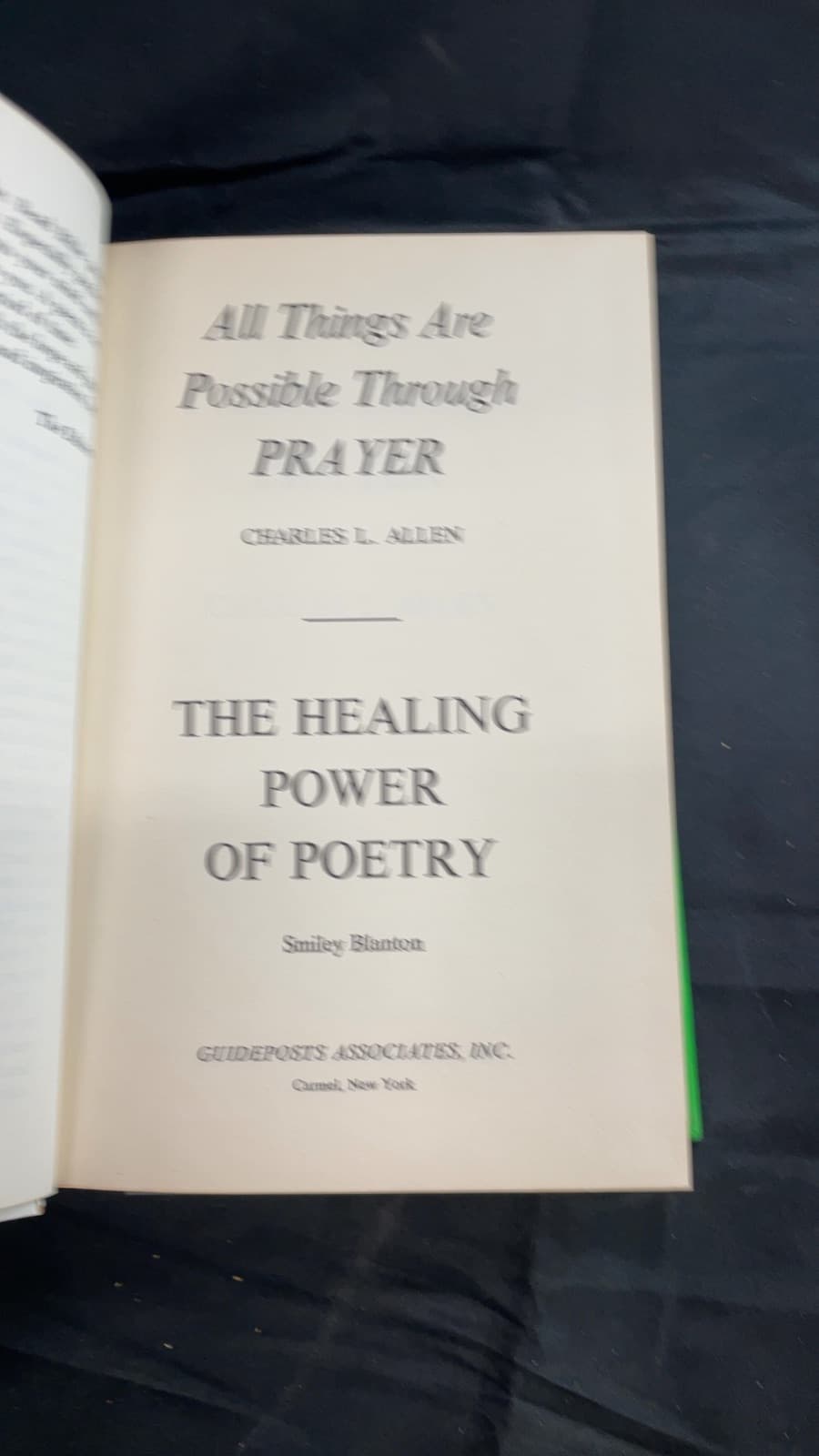 All Things Are Possible Through Prayer / The Healing Power of Poetry by Charles L. Allen / Smiley Blanton - title page
