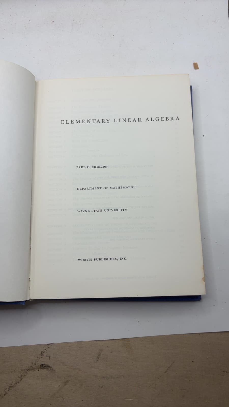 Elementary Linear Algebra by Paul C. Shields - title page