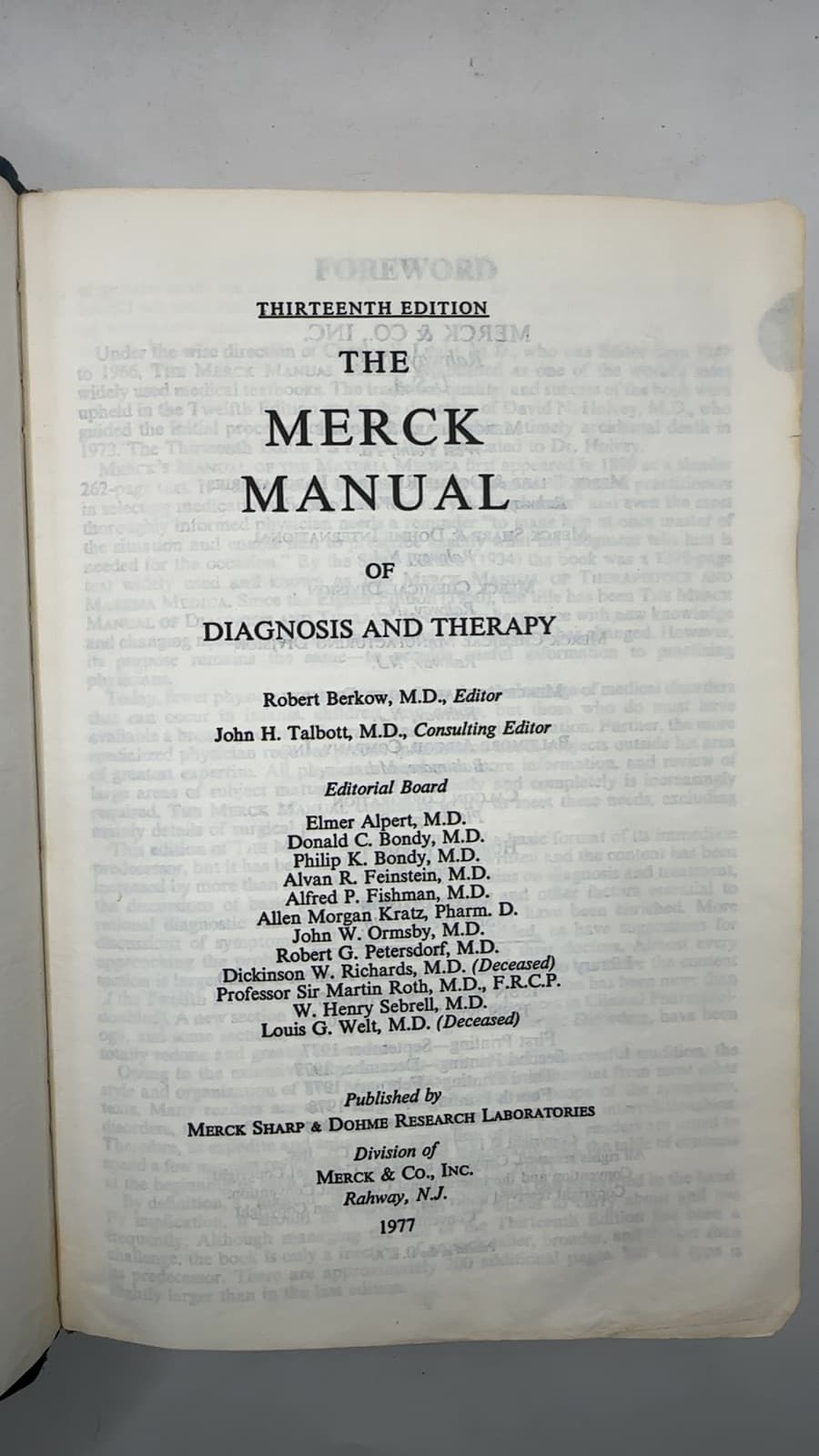The Merck Manual of Diagnosis and Therapy by Robert Berkow, M.D. (Editor) - title page