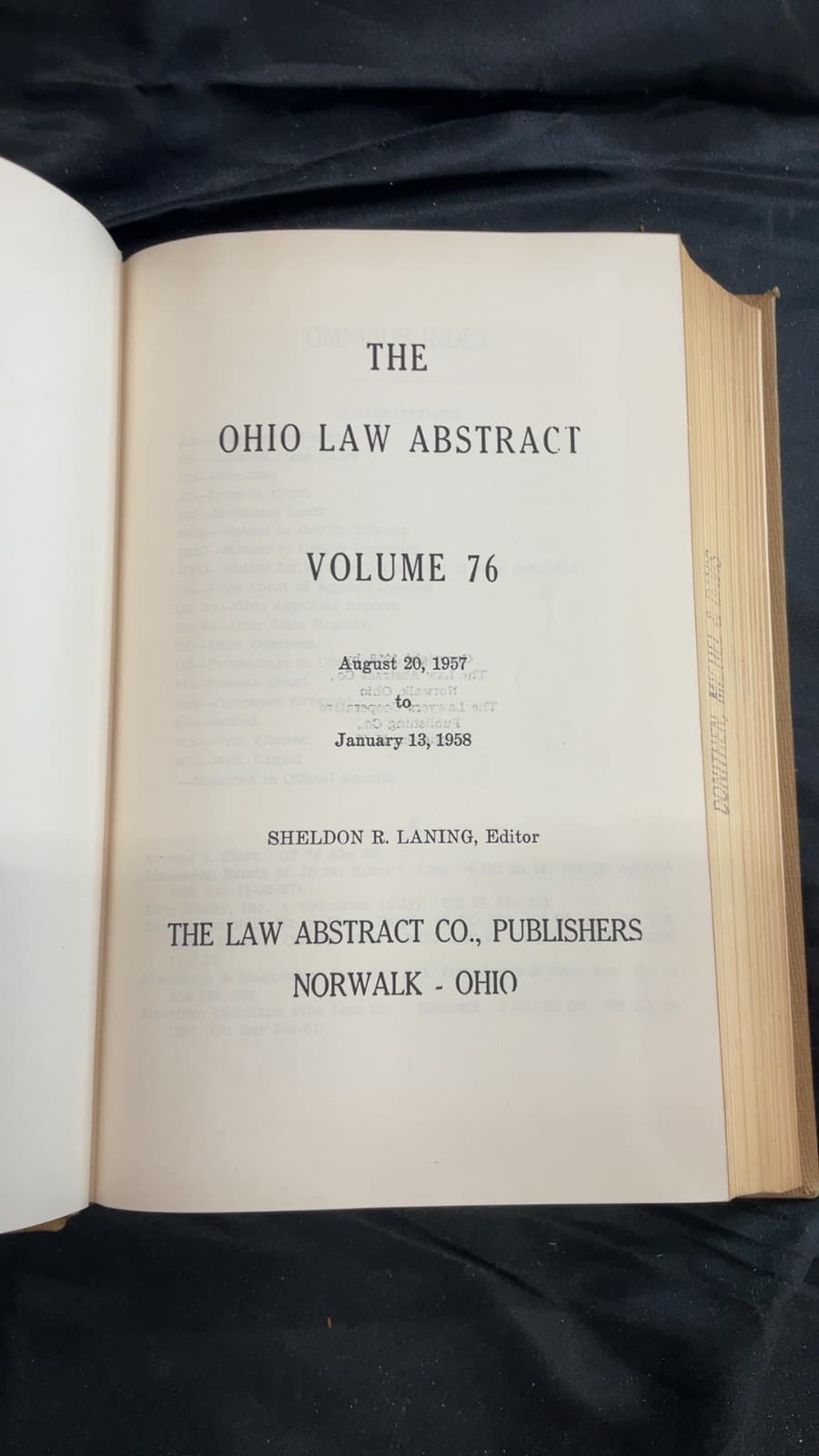 The Ohio Law Abstract Volume 76 by Sheldon R. Laning, Editor - title page