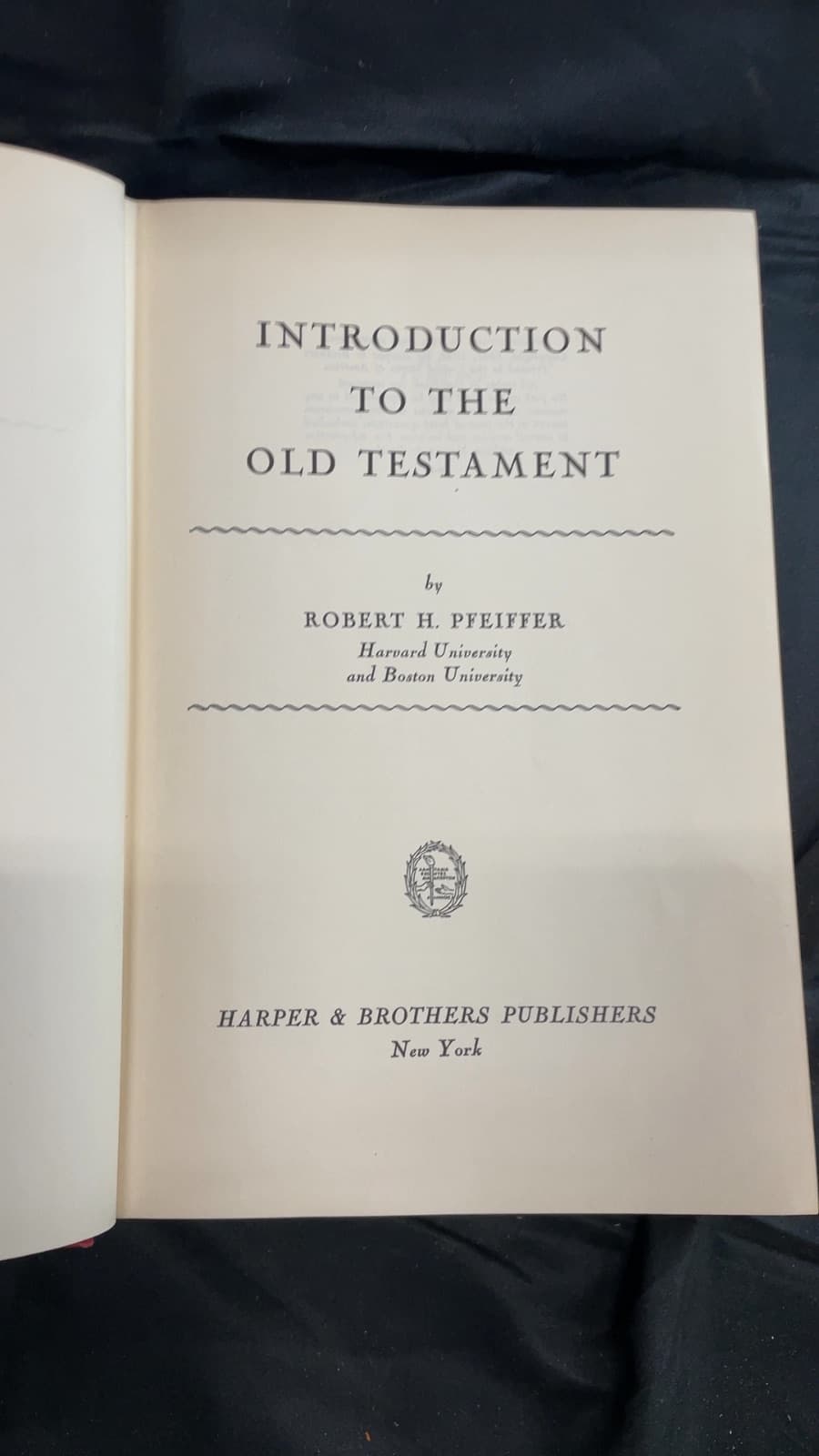 Introduction to the Old Testament by Robert H. Pfeiffer - title page