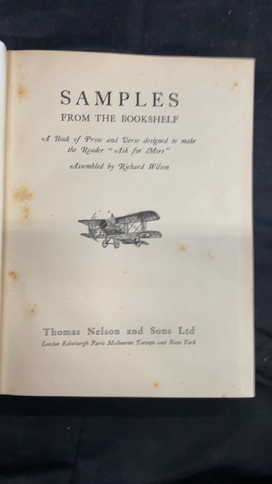 Samples from the Bookshelf by Richard Wilson - title page