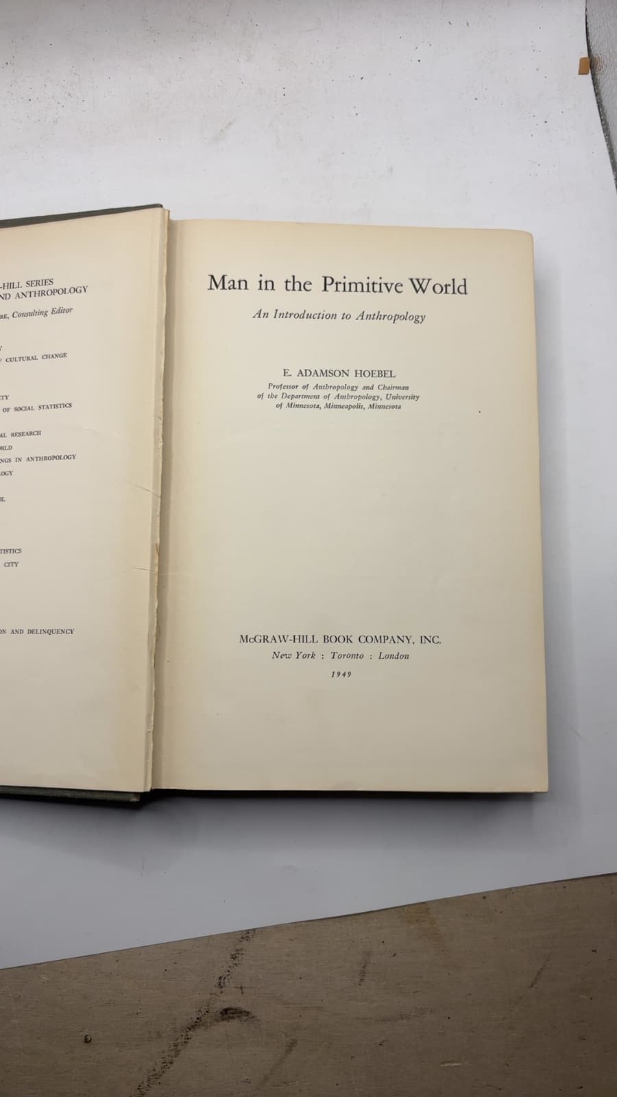 Man in the Primitive World: An Introduction to Anthropology by E. Adamson Hoebel - title page