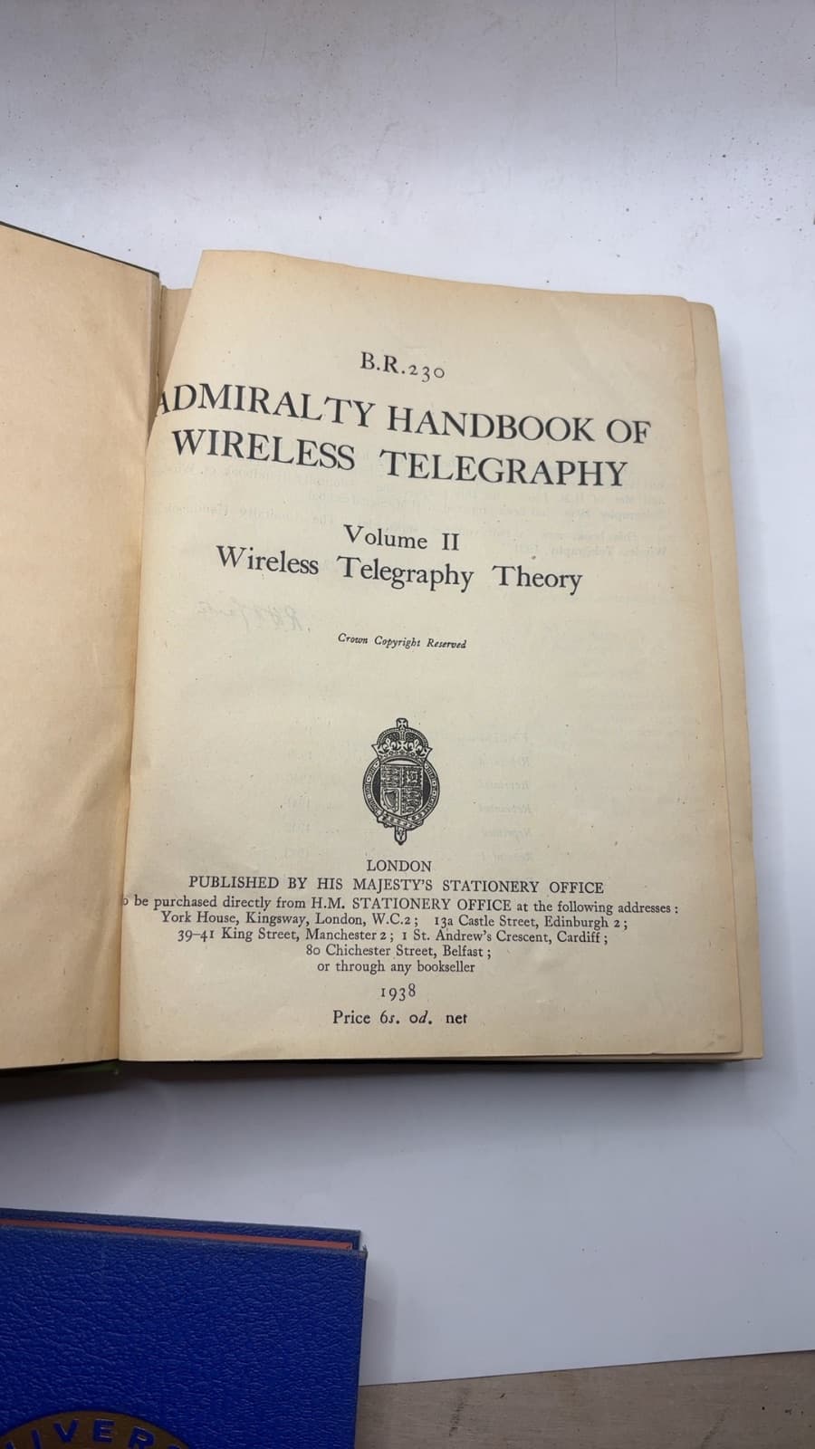 Admiralty Handbook of Wireless Telegraphy 1938 Vol. II - title page