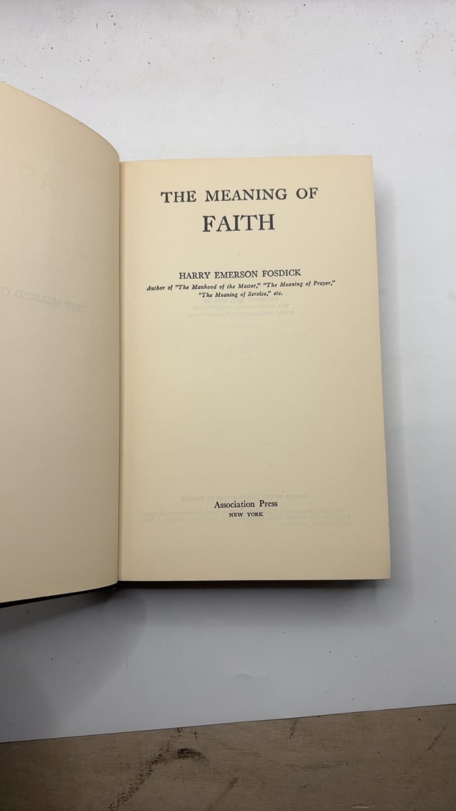 The Meaning of Faith by Harry Emerson Fosdick - title page