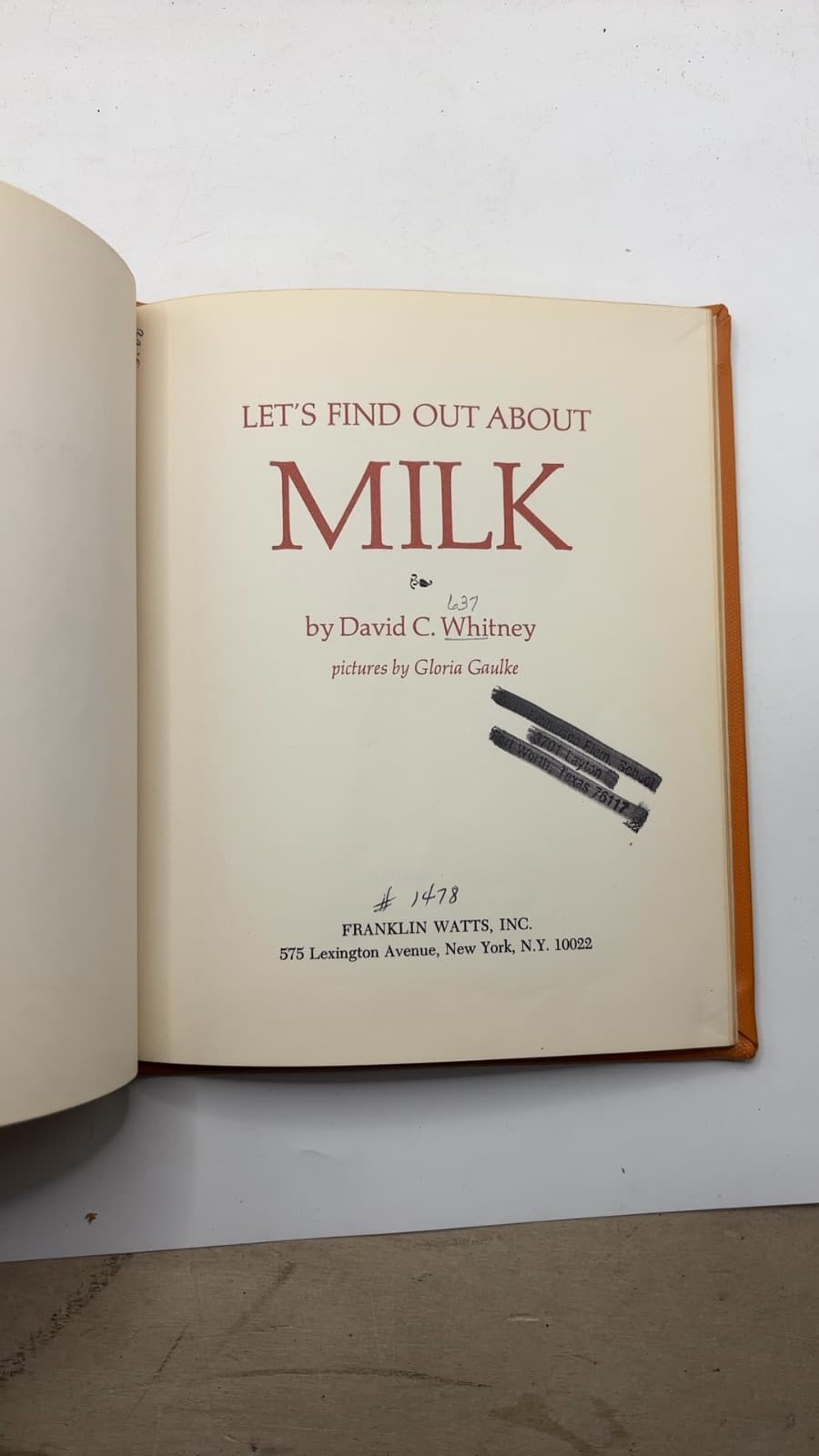 Let's Find OUT About Milk by David C. Whitney - title page