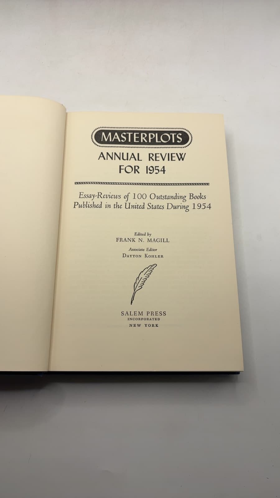 Masterplots Annual Review for 1954 by Frank N. Magill - title page