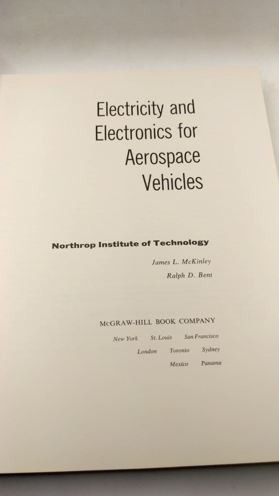 Electricity and Electronics for Aerospace Vehicles by James L. McKinley, Ralph D. Bent - title page