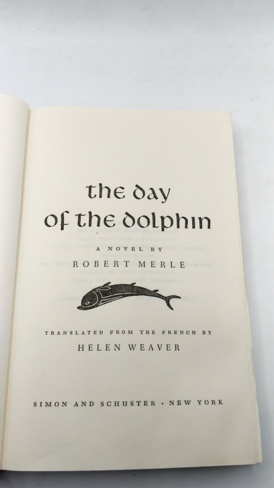 the day of the dolphin by Robert Merle - title page