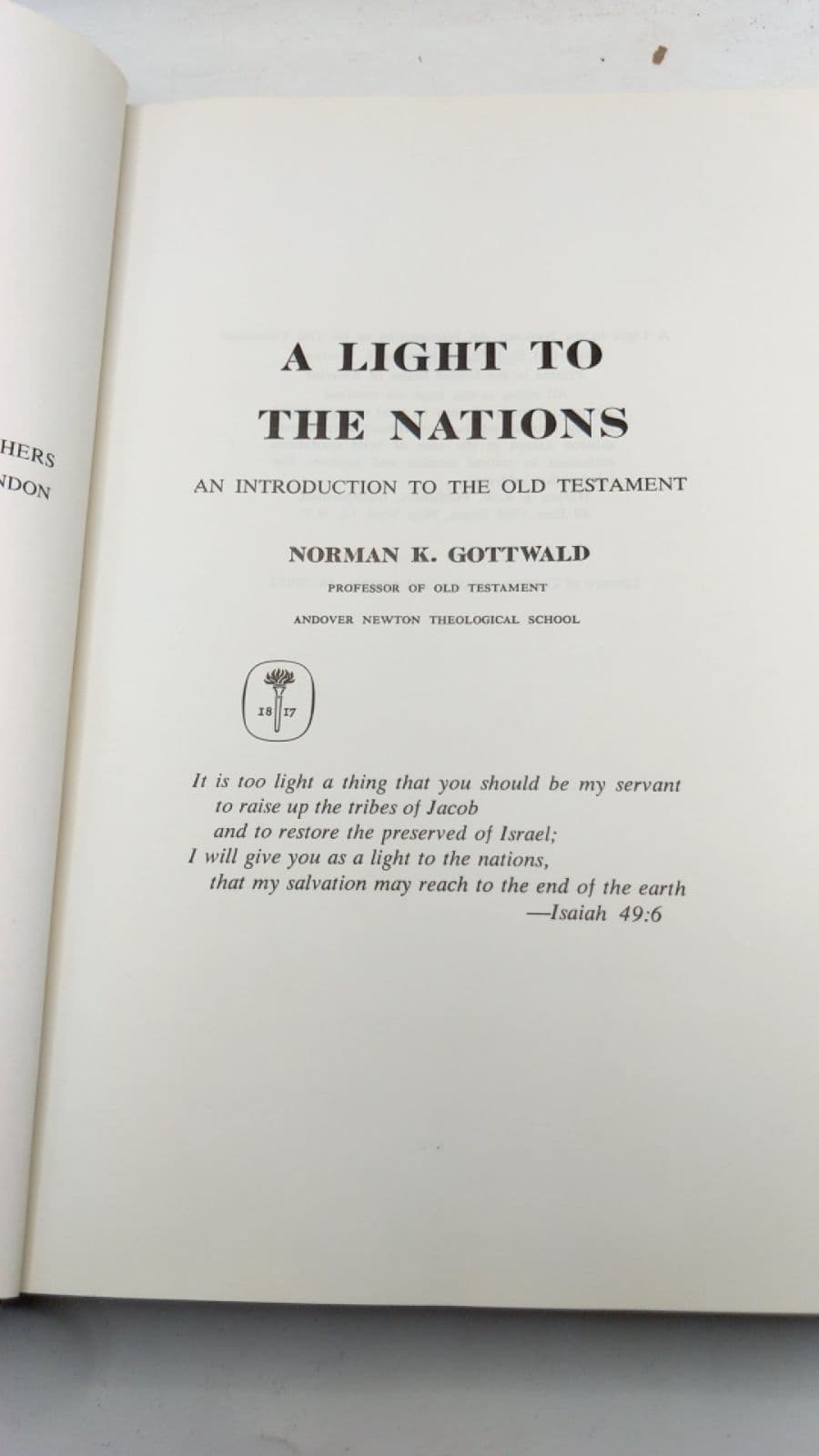 A Light to the Nations: An Introduction to the Old Testament by Norman K. Gottwald - title page