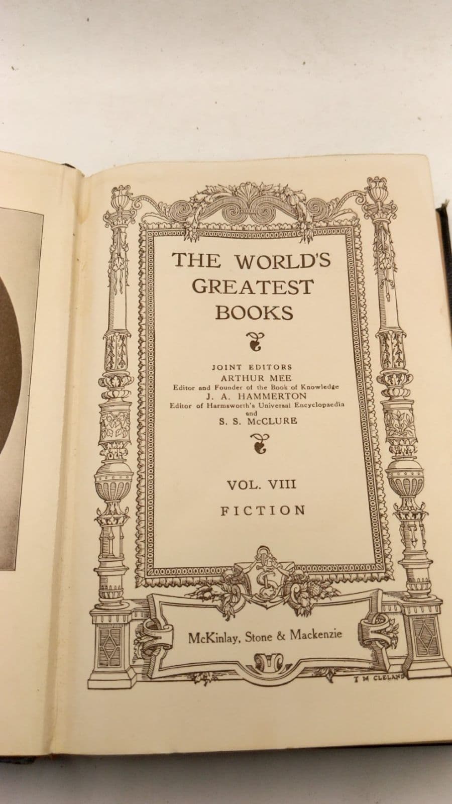 The World's Greatest Books Vol. VIII Fiction by Arthur Mee, J. A. Hammerton, S. S. McClure - title page
