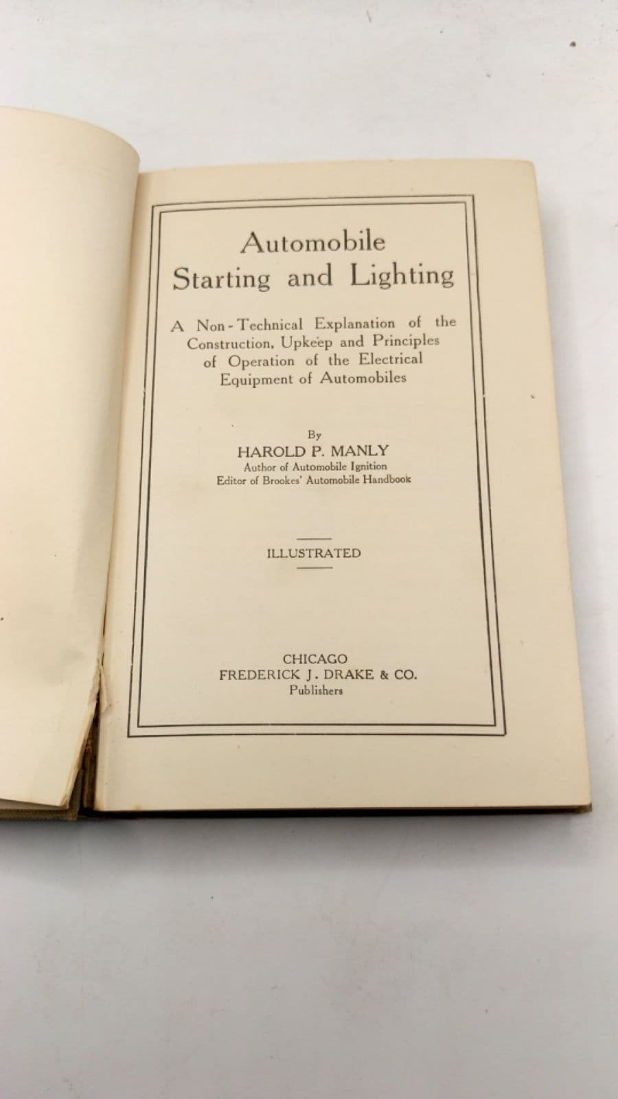 Automobile Starting and Lighting by Harold P. Manly - title page