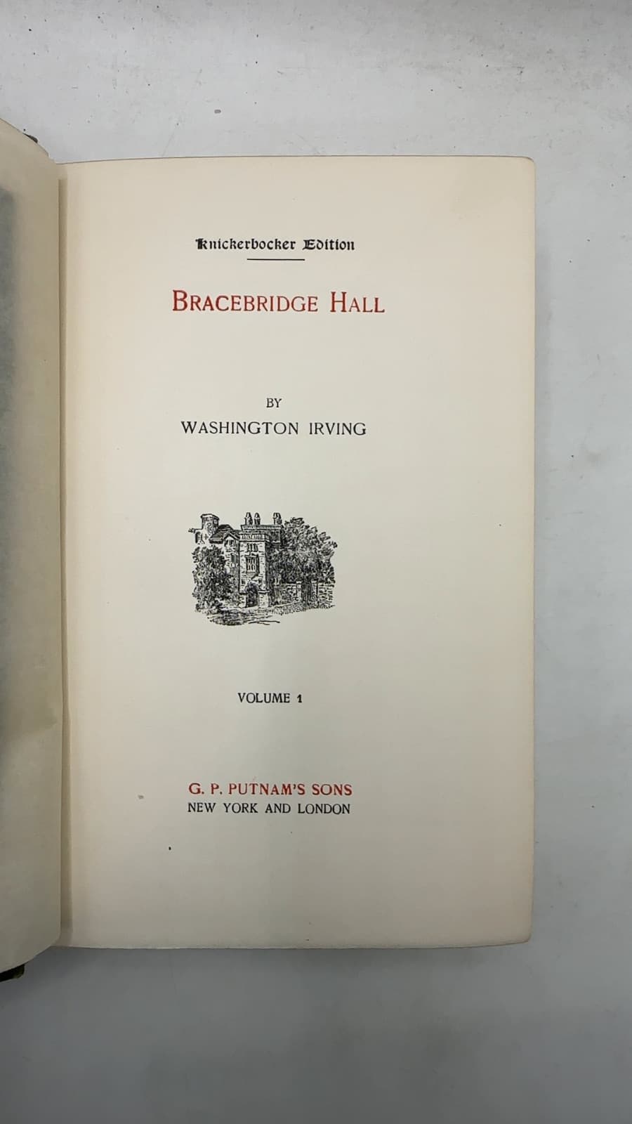 Bracebridge Hall Volume 1 by Washington Irving - title page