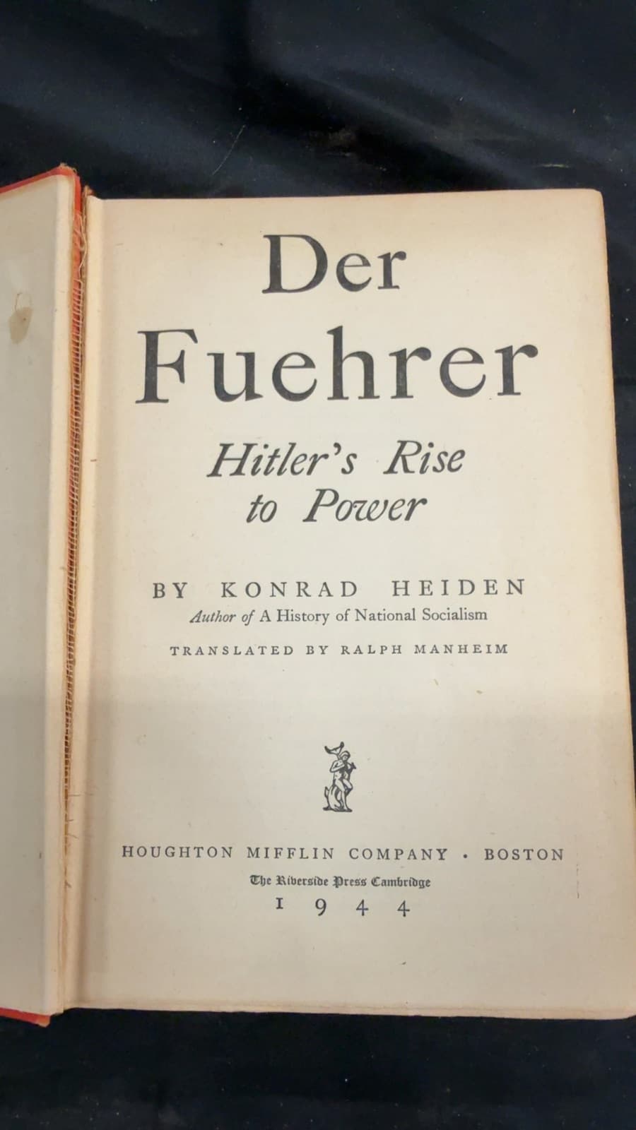 Der Fuehrer: Hitler's Rise to Power by Konrad Heiden - title page