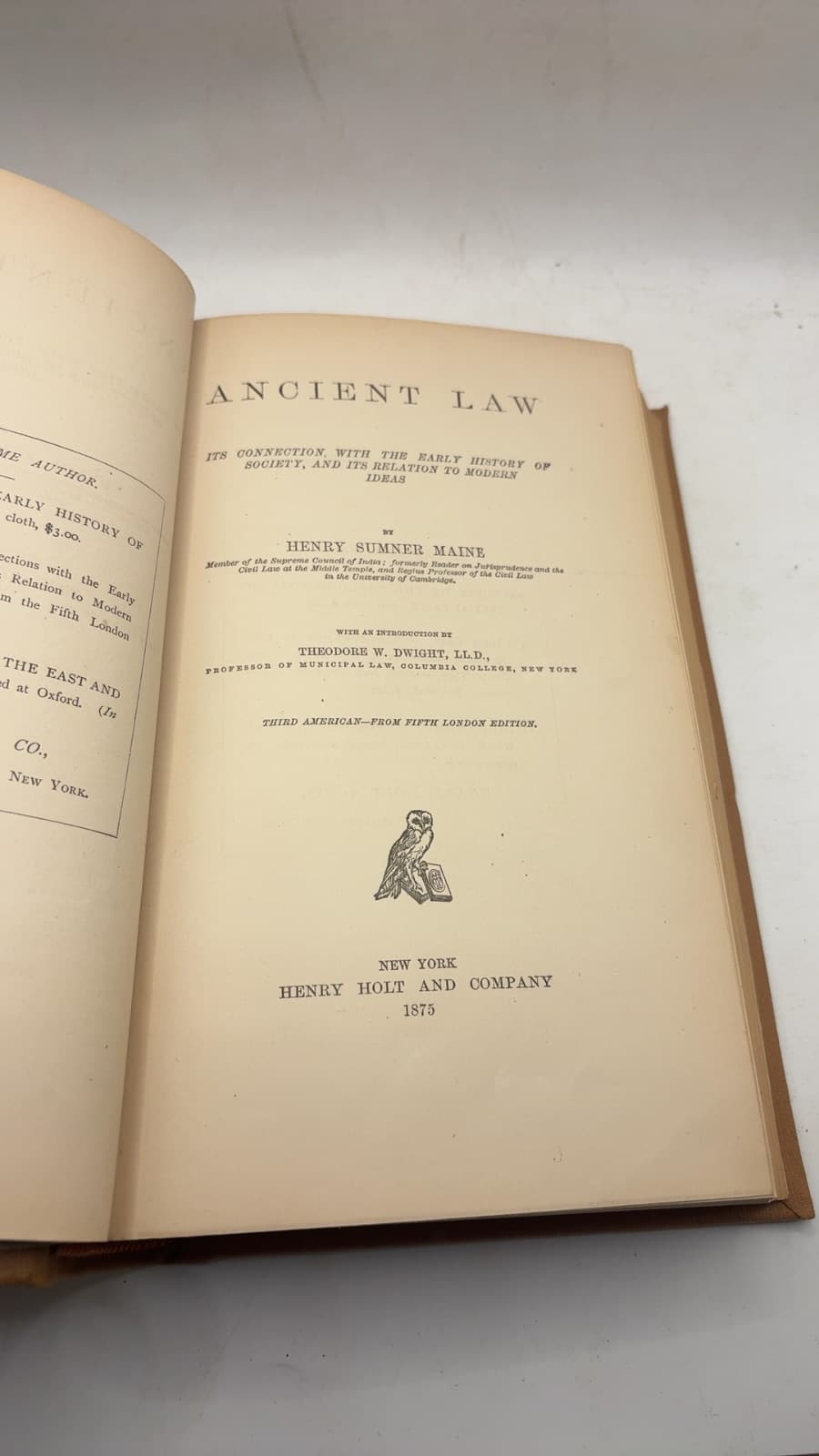 Ancient Law by Henry Sumner Maine - title page