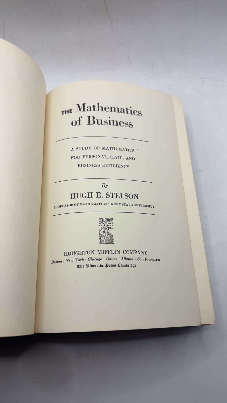 The Mathematics of Business by Hugh E. Stelson - title page
