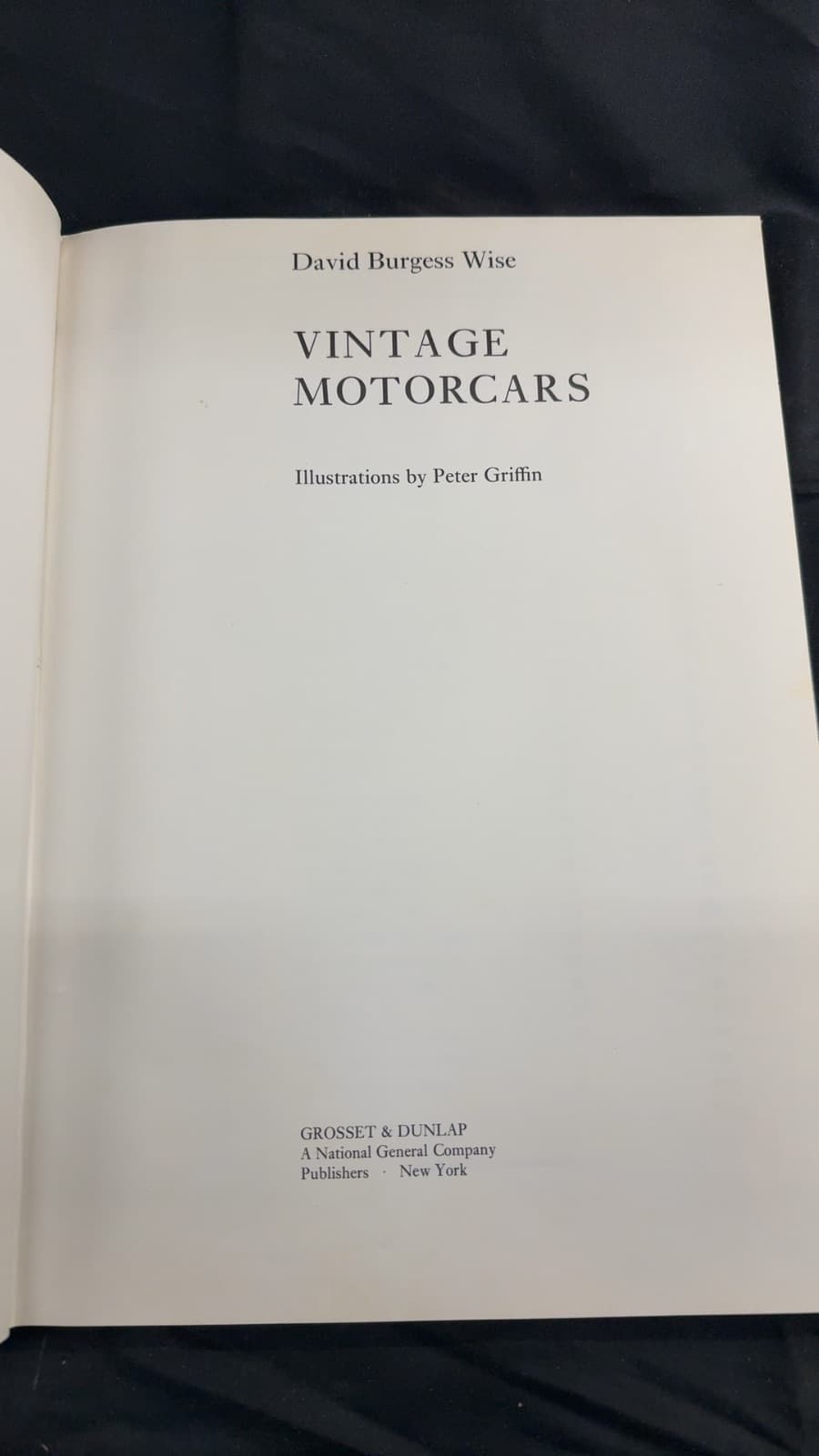 Vintage Motorcars by David Burgess Wise - title page
